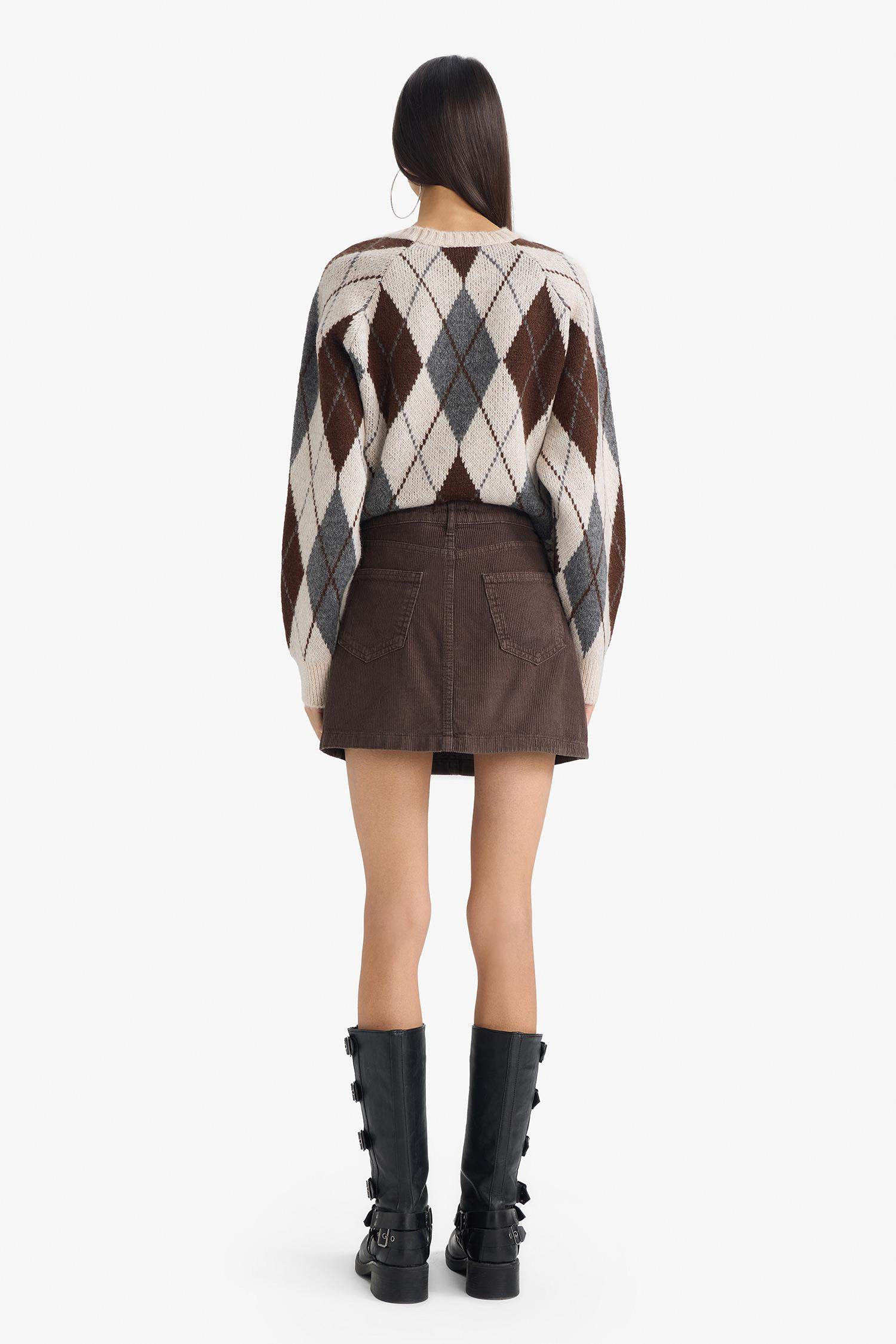 A Cut Velvet Normal Waist Mini Skirt