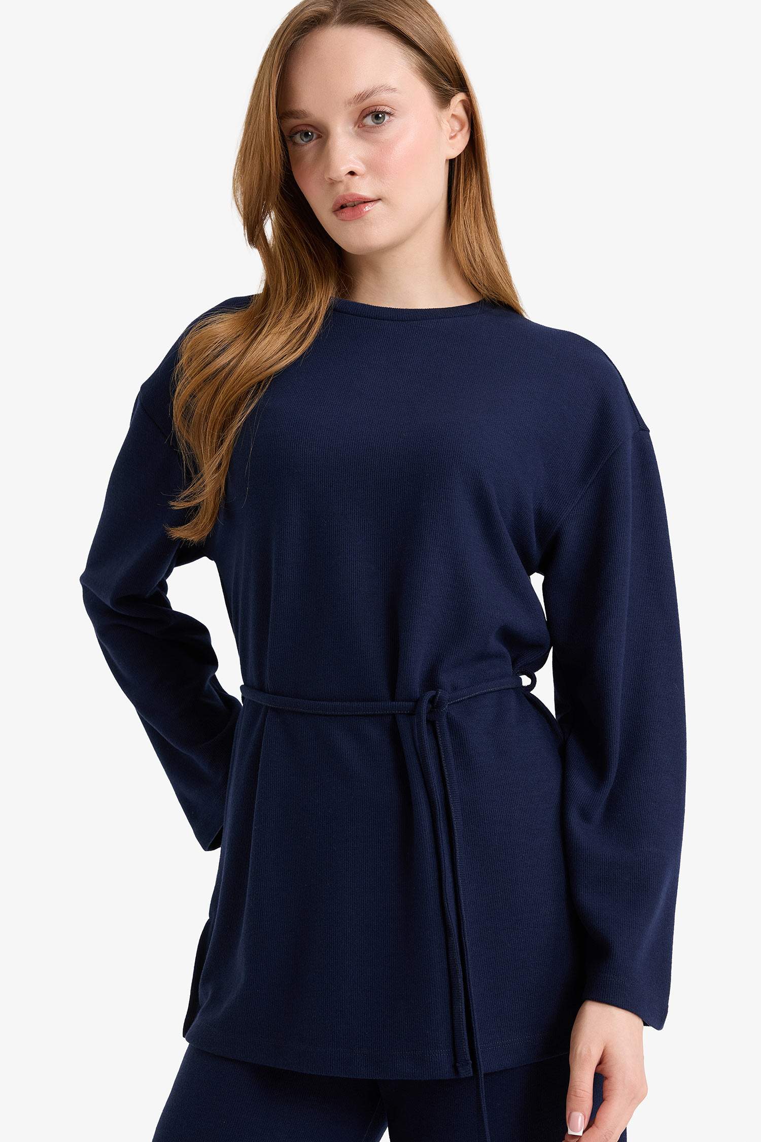 Regular Fit Bağlamalı Uzun Kollu Tunik