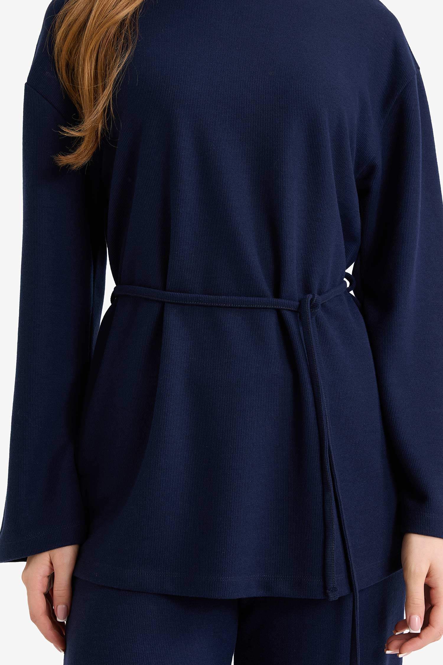 Regular Fit Bağlamalı Uzun Kollu Tunik