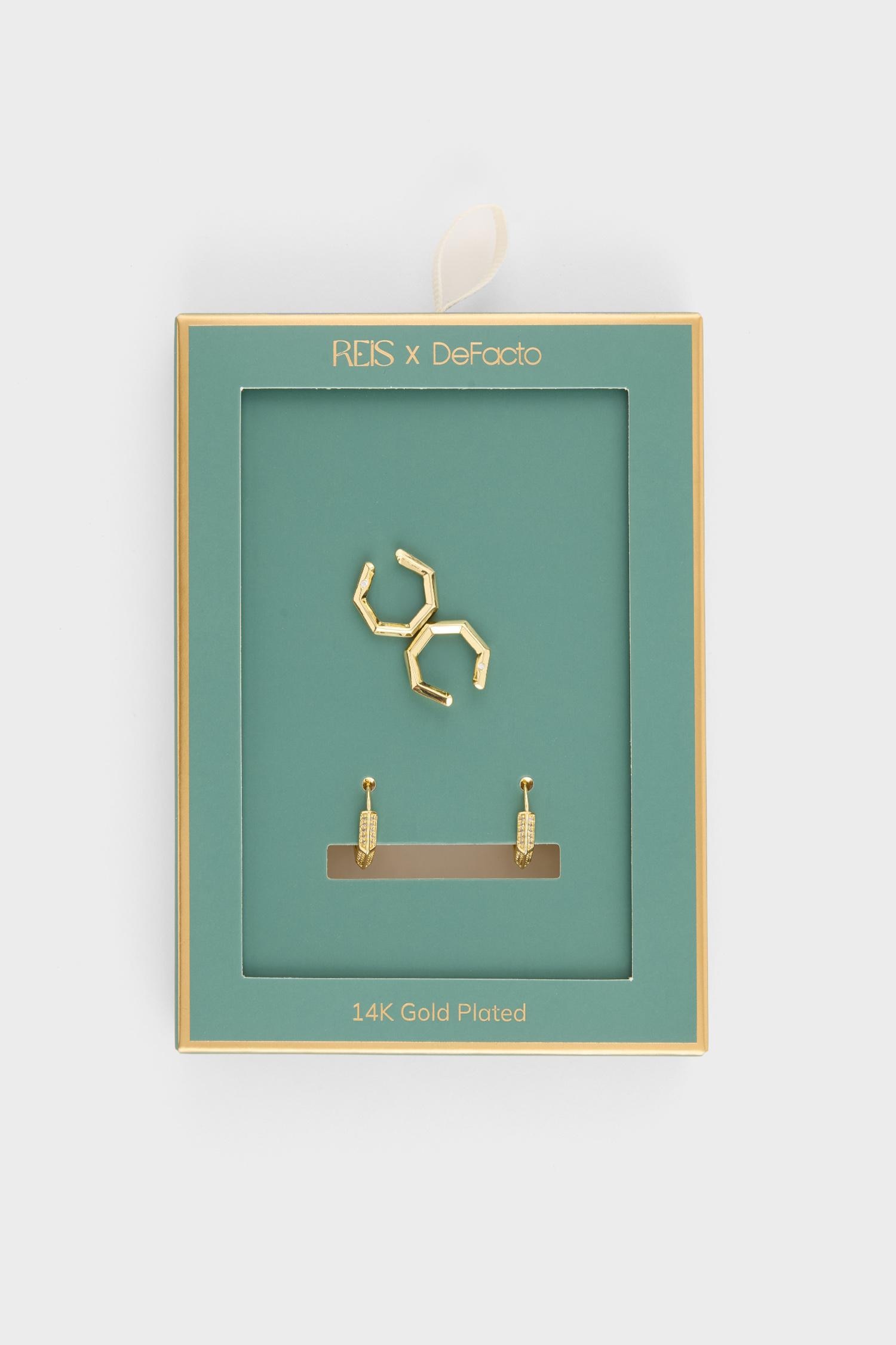 DeFacto Reis X DeFacto 2'li Gold Küpe görsel 3