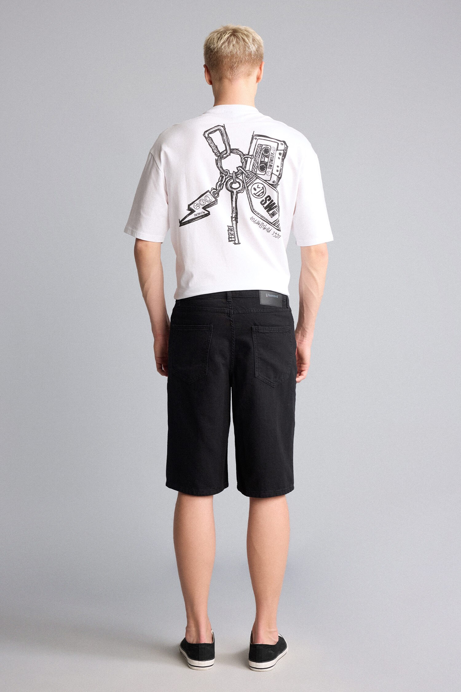 DeFacto %100 Pamuk Baggy Fit Bermuda Şort görsel 6