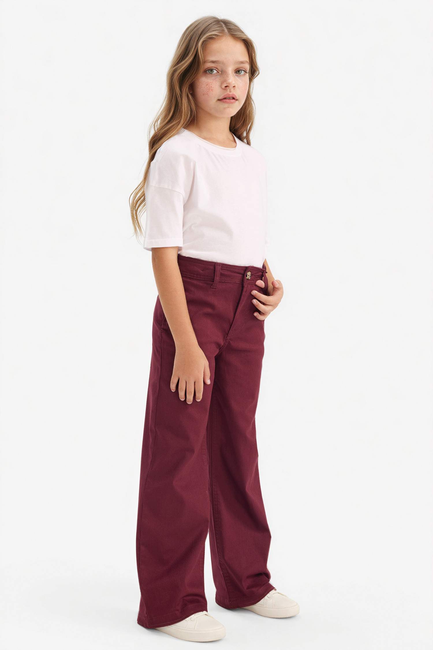 Straight Fit Gabardin Pantolon Kız Çocuk