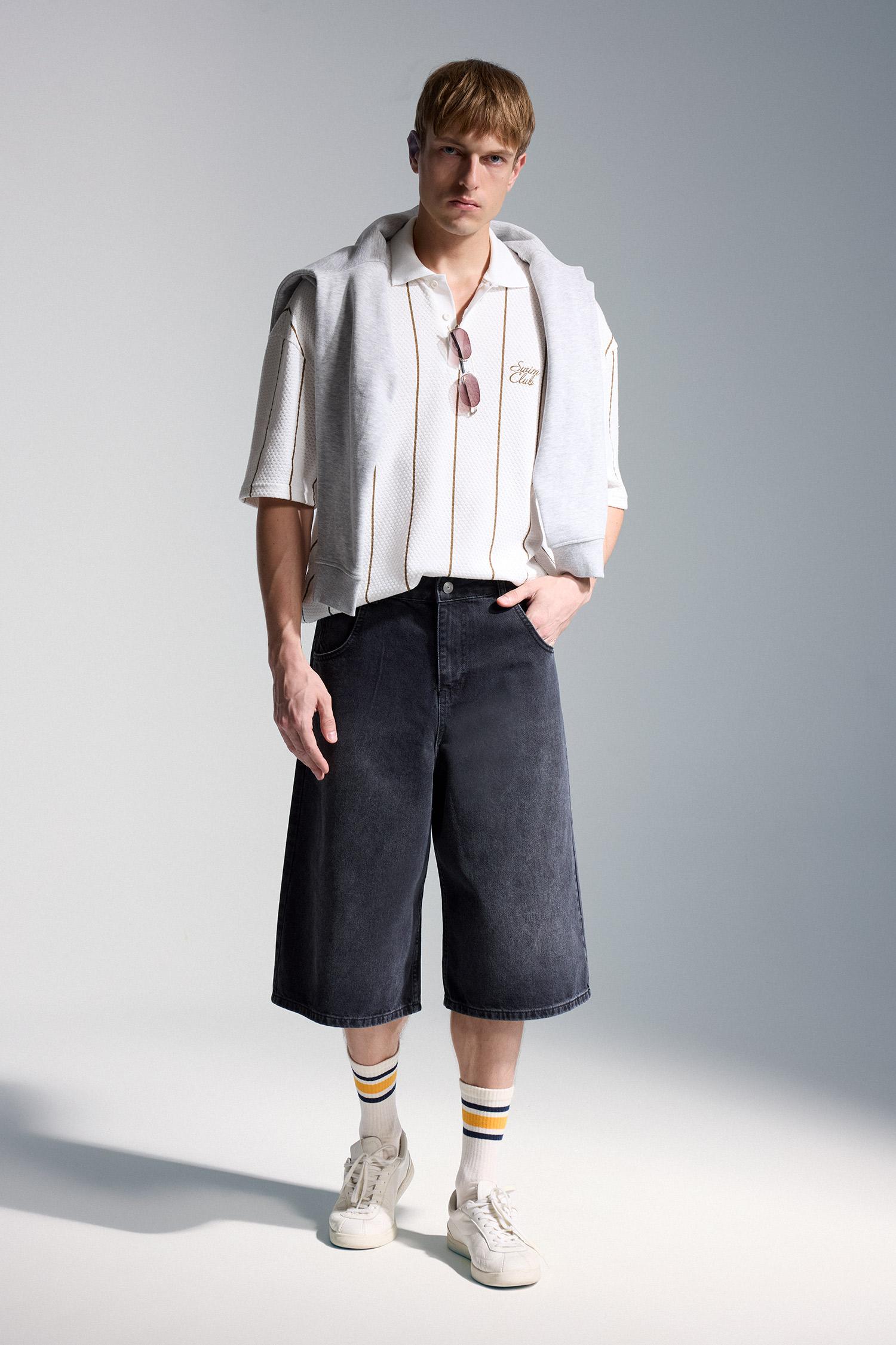 DeFacto Pamuklu Loose Fit Baskılı Polo Tişört görsel 2