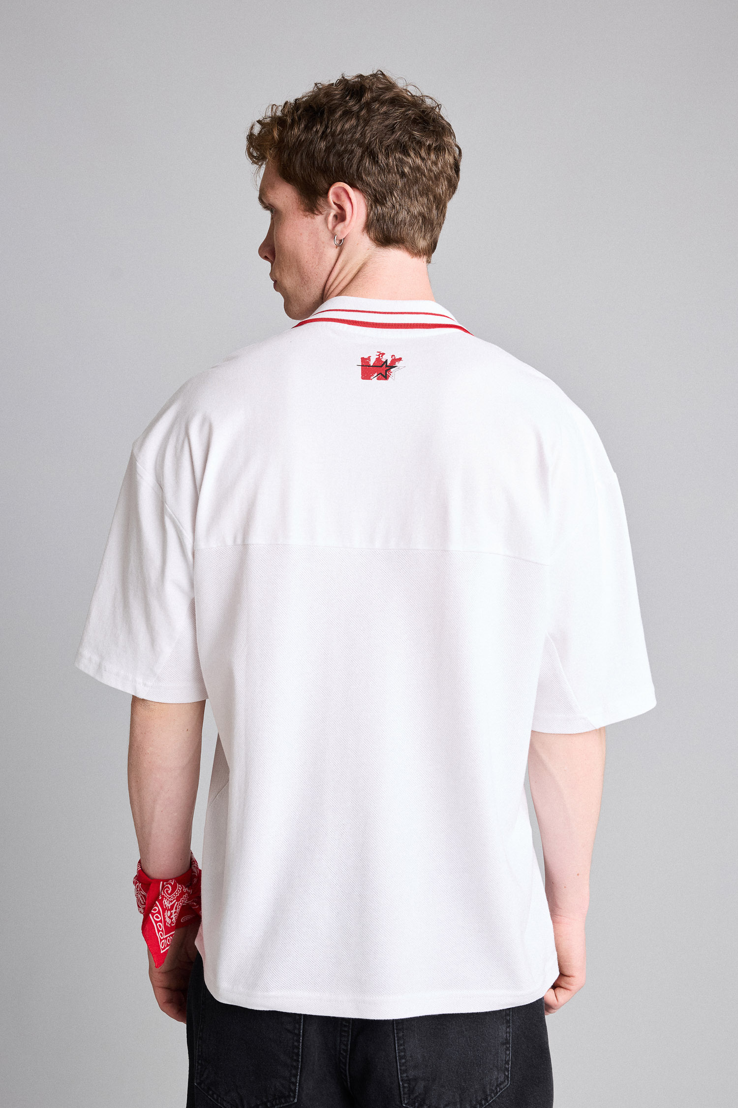DeFacto %100 Pamuk Loose Fit Kısa kollu Baskılı Polo Tişört görsel 5