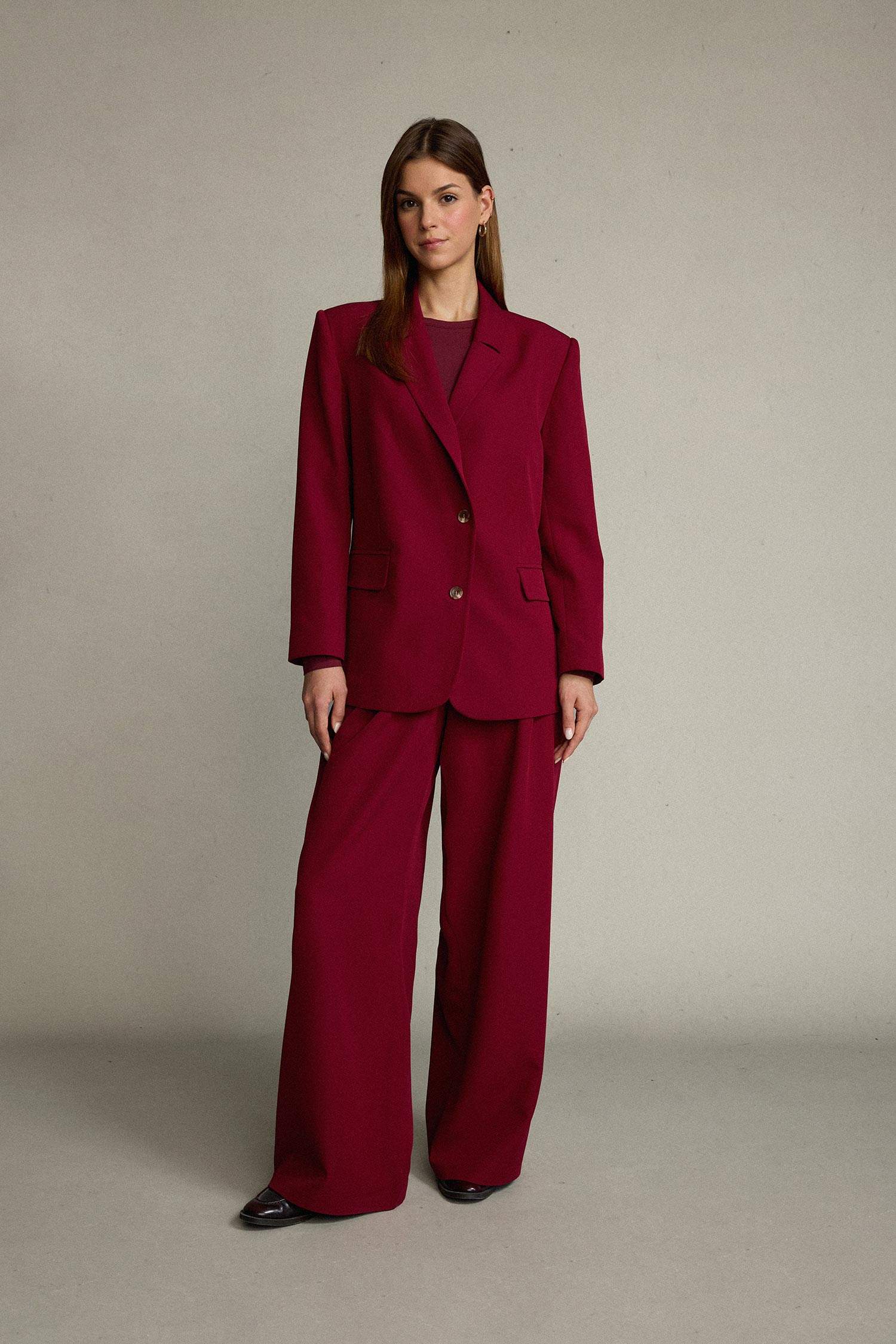 Kemerli Düğmeli Blazer Ceket