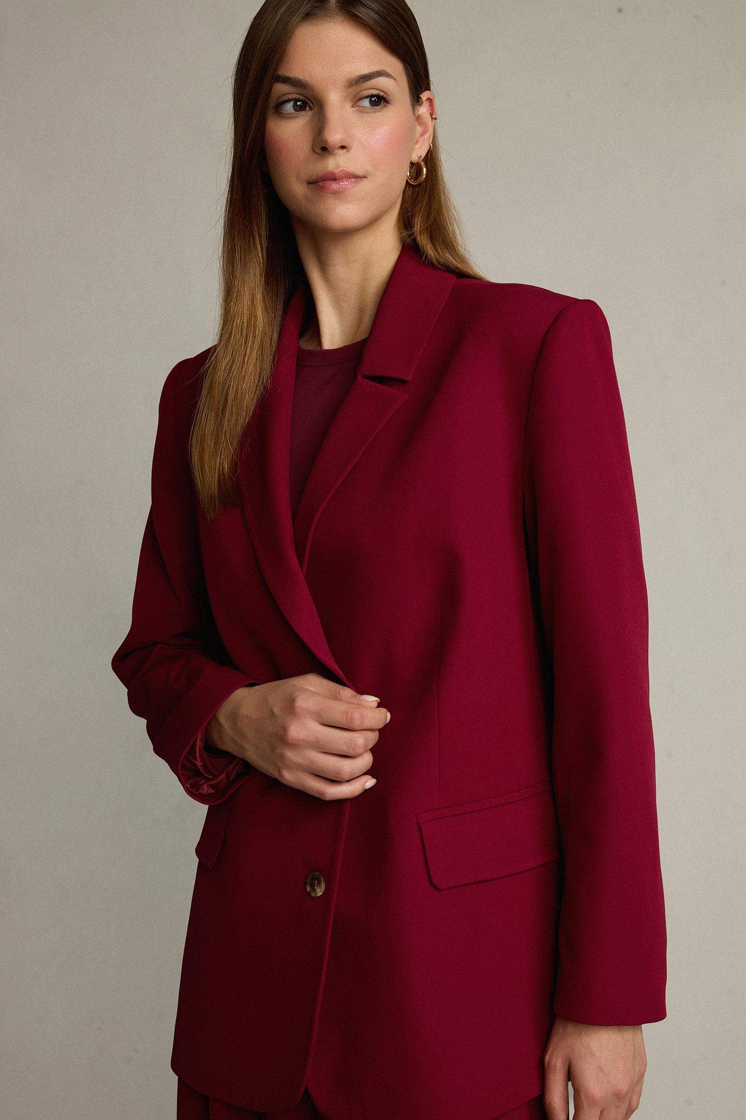 Kemerli Düğmeli Blazer Ceket