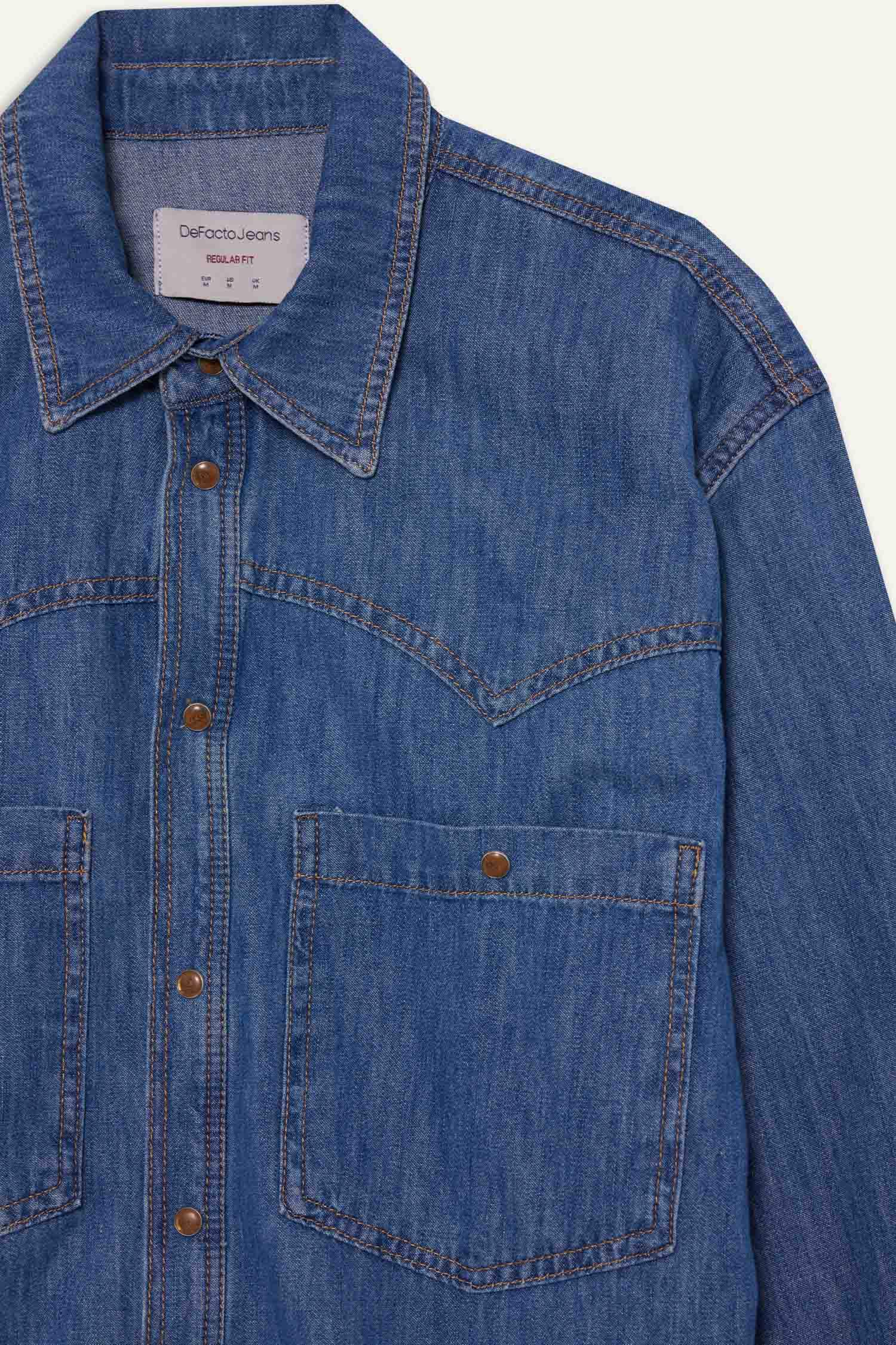 Relax Fit Jean Uzun Kollu Gömlek