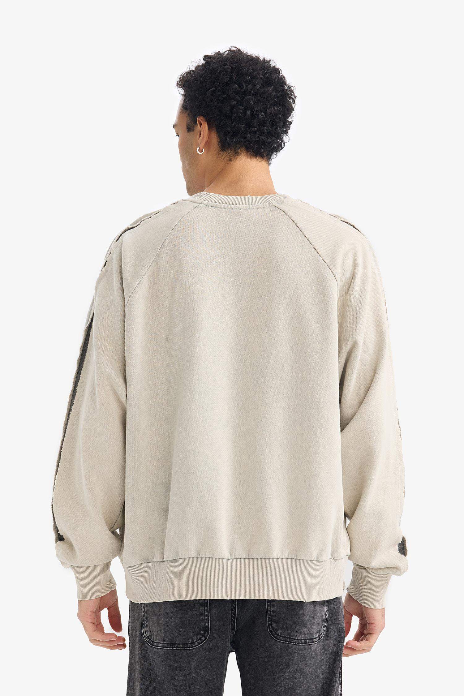 Boxy Fit Bisiklet Yaka Baskılı Sweatshirt