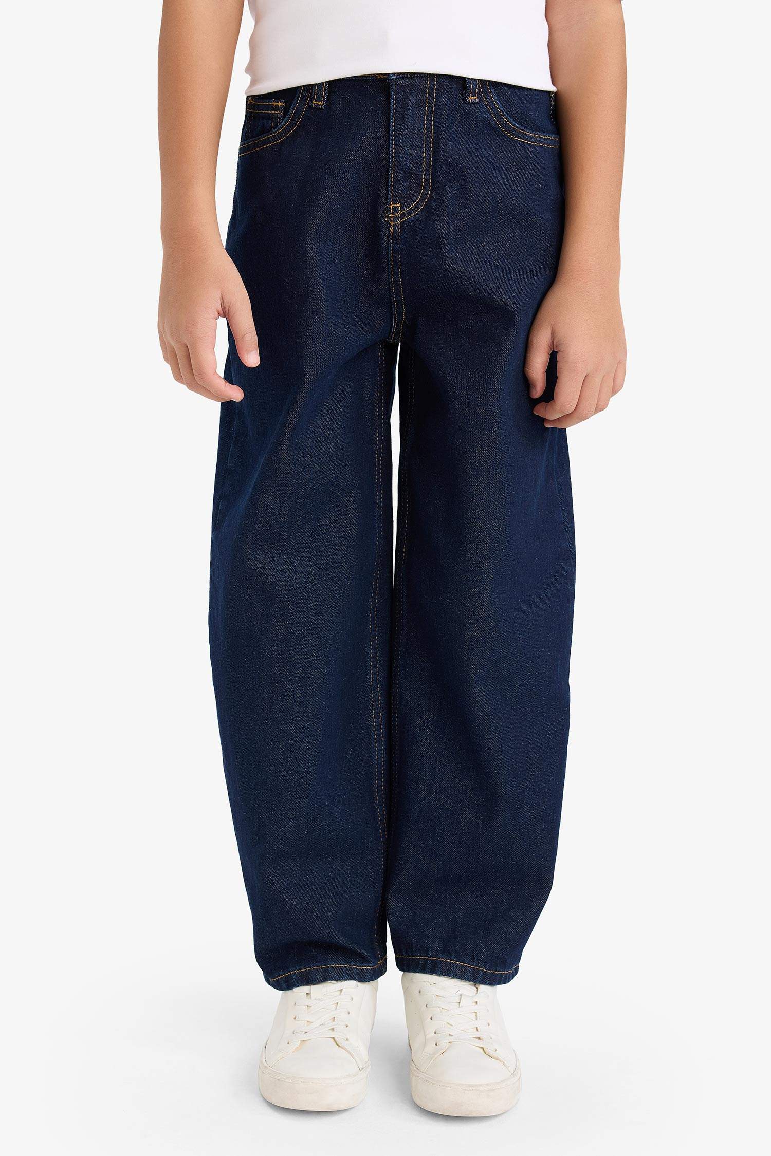 Erkek Çocuk Barrel Fit Düz Paça Jean Pantolon