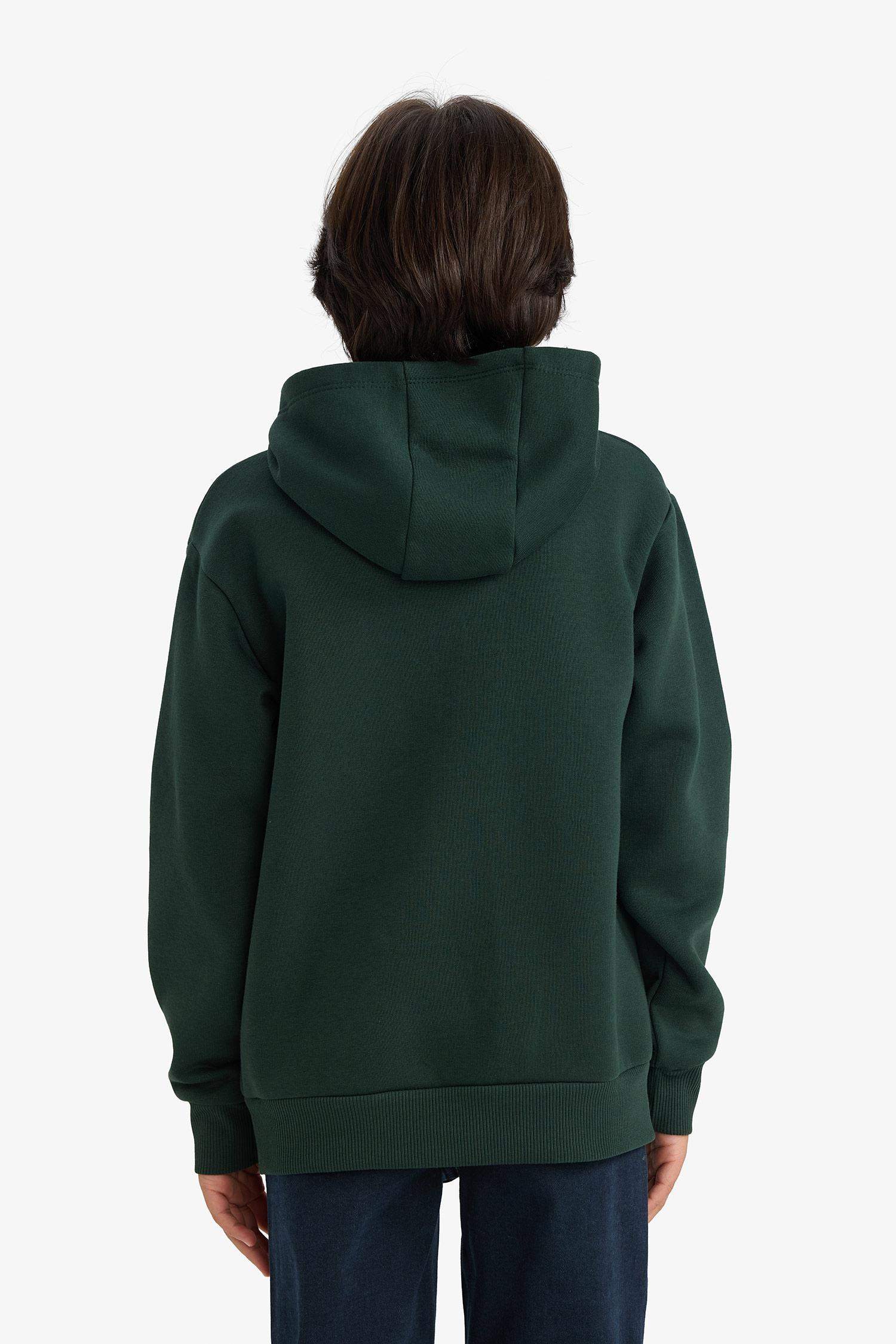 Erkek Çocuk Oversize Geniş Kalıp Kapüşonlu Baskılı İçi Yumuşak Tüylü Sweatshirt