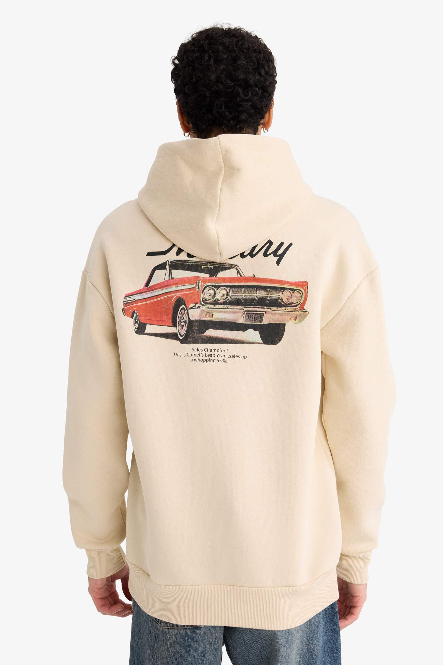 Ford Motor Company Boxy Fit Kapüşonlu Sırt Baskılı Sweatshirt 