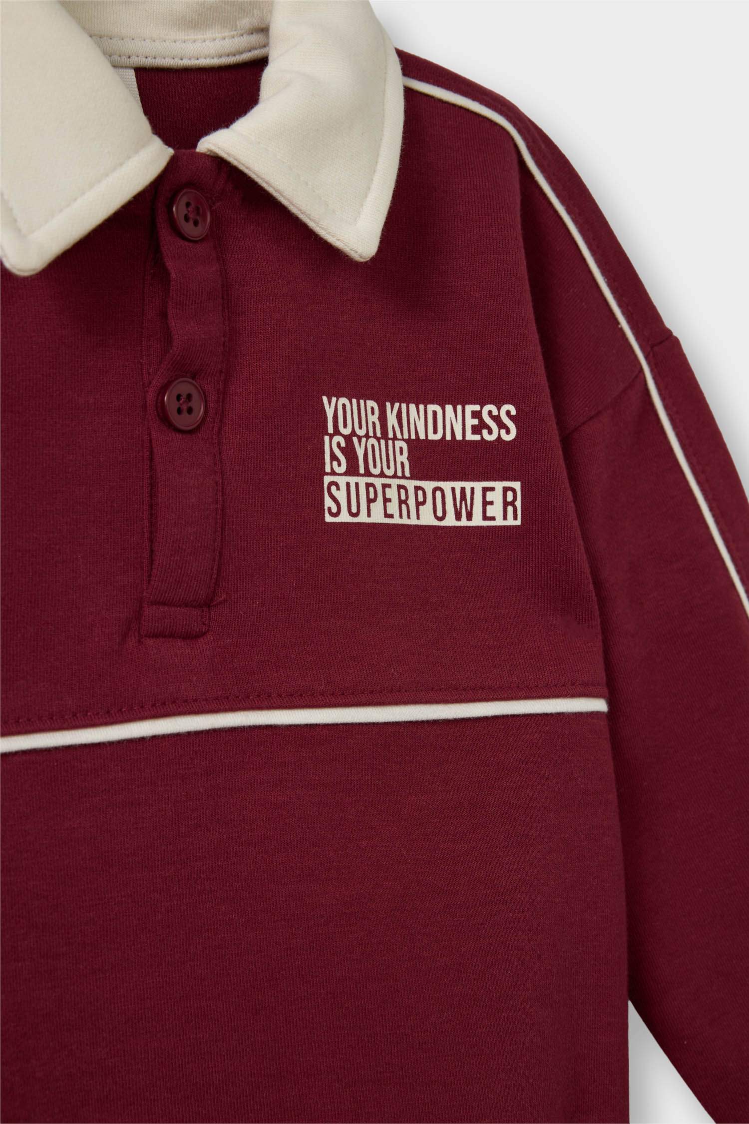 Erkek Bebek Gömlek Yaka Baskılı Sweatshirt