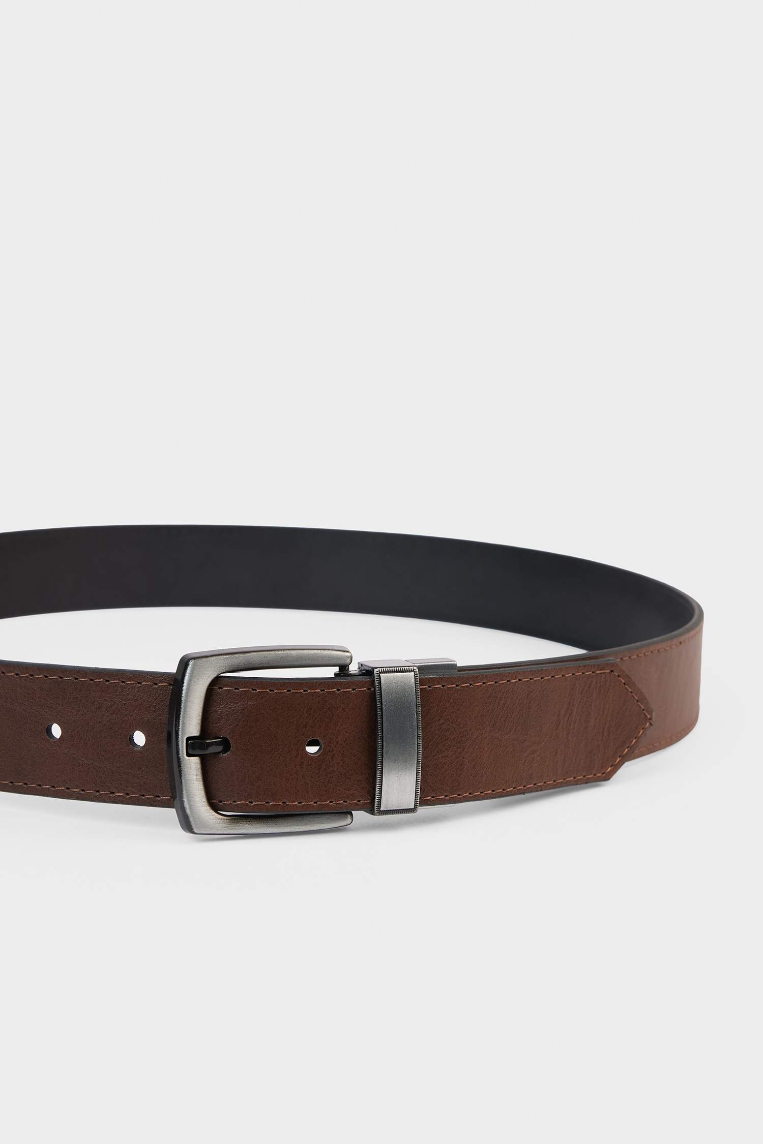 Erkek Çift Taraflı Toka Suni Deri Günlük Kemer