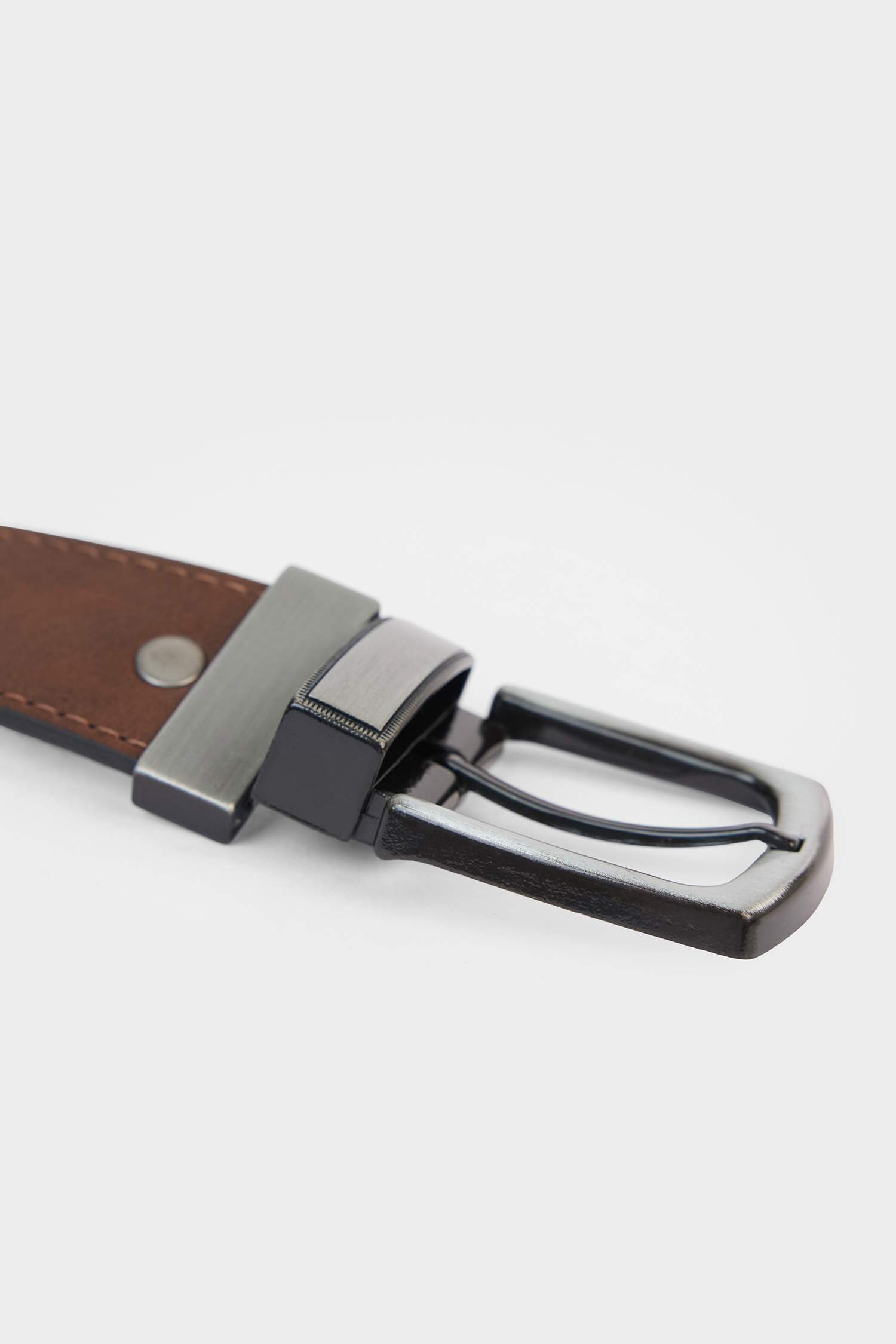 Erkek Çift Taraflı Toka Suni Deri Günlük Kemer