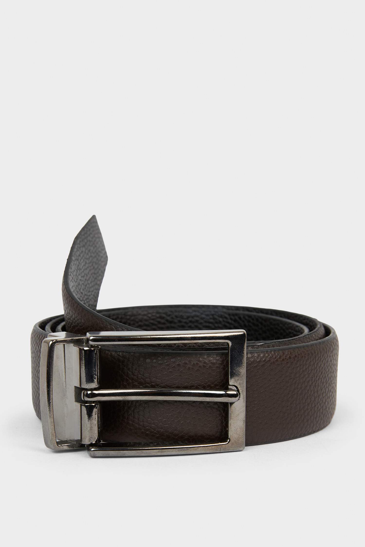 Erkek Çift Taraflı Toka Suni Deri Klasik Kemer