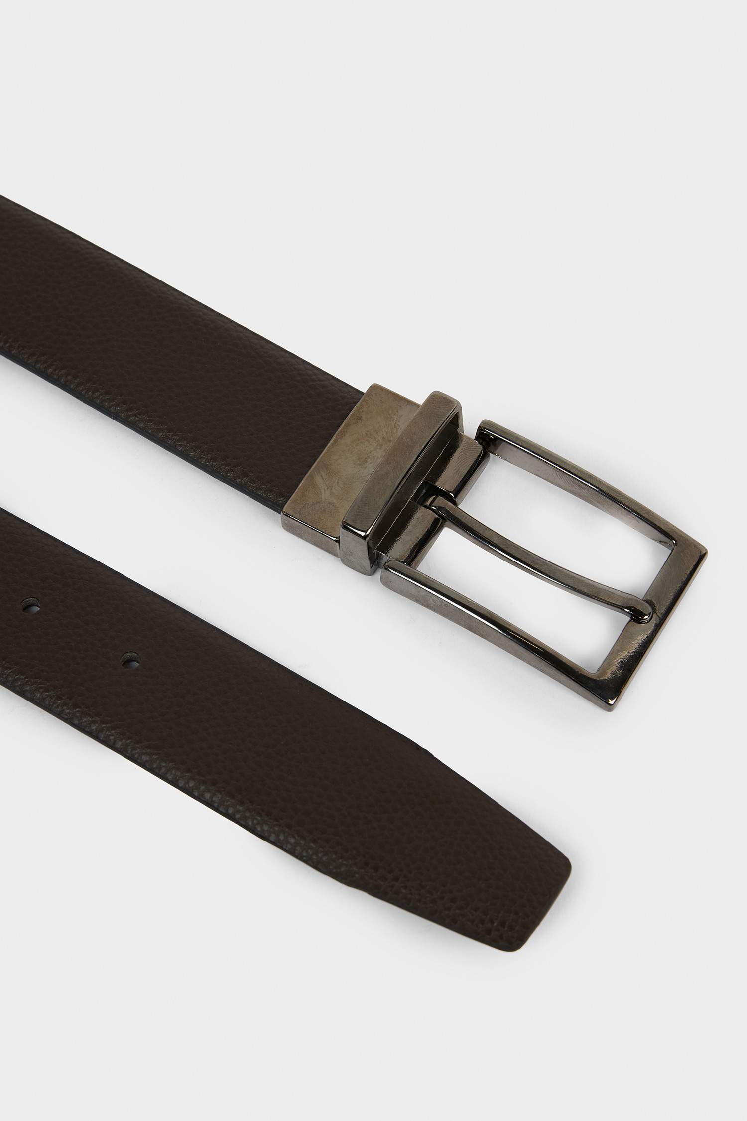 Erkek Çift Taraflı Toka Suni Deri Klasik Kemer