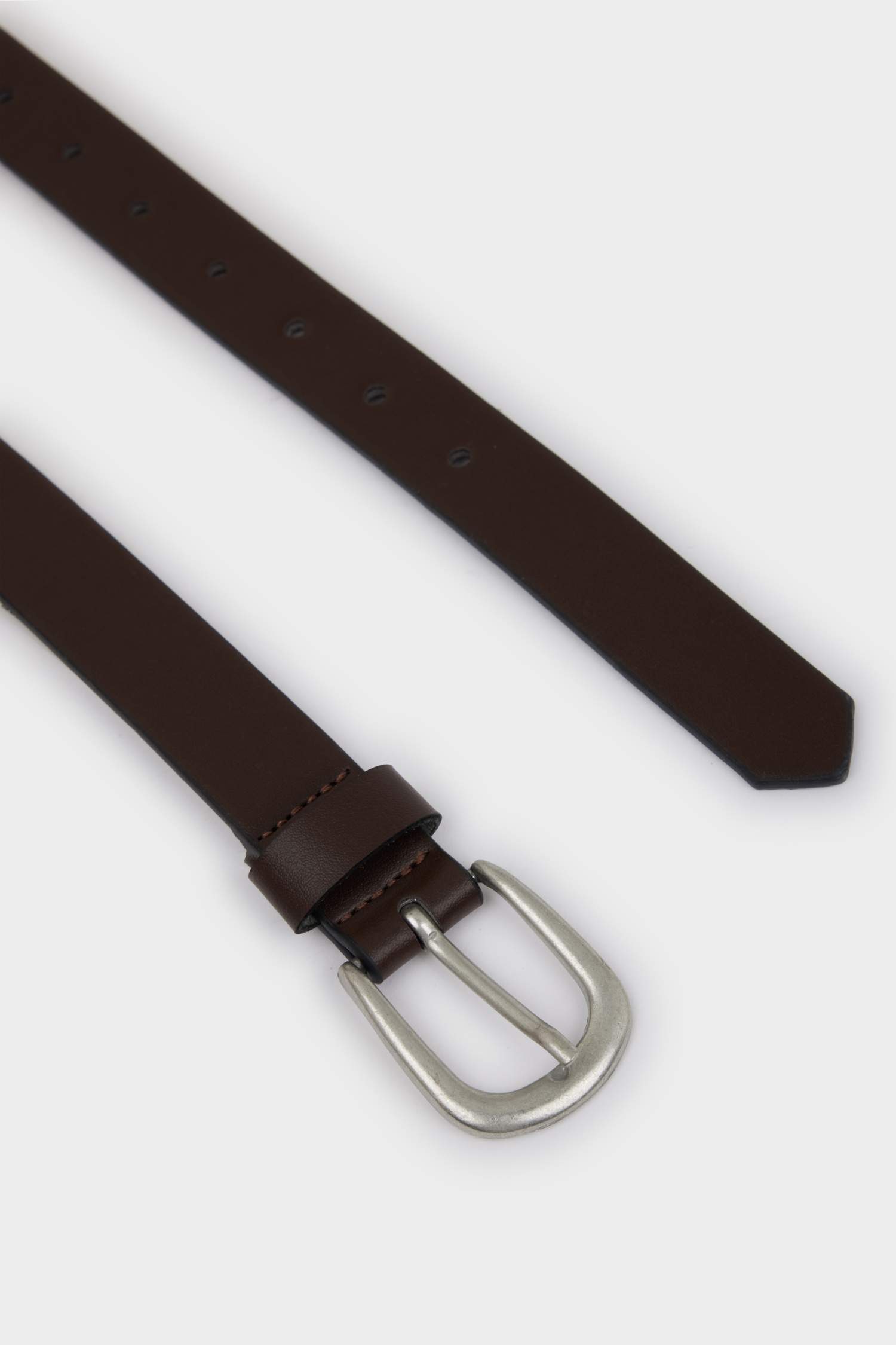 Erkek Oval Toka Suni Deri 2'li Klasik Kemer