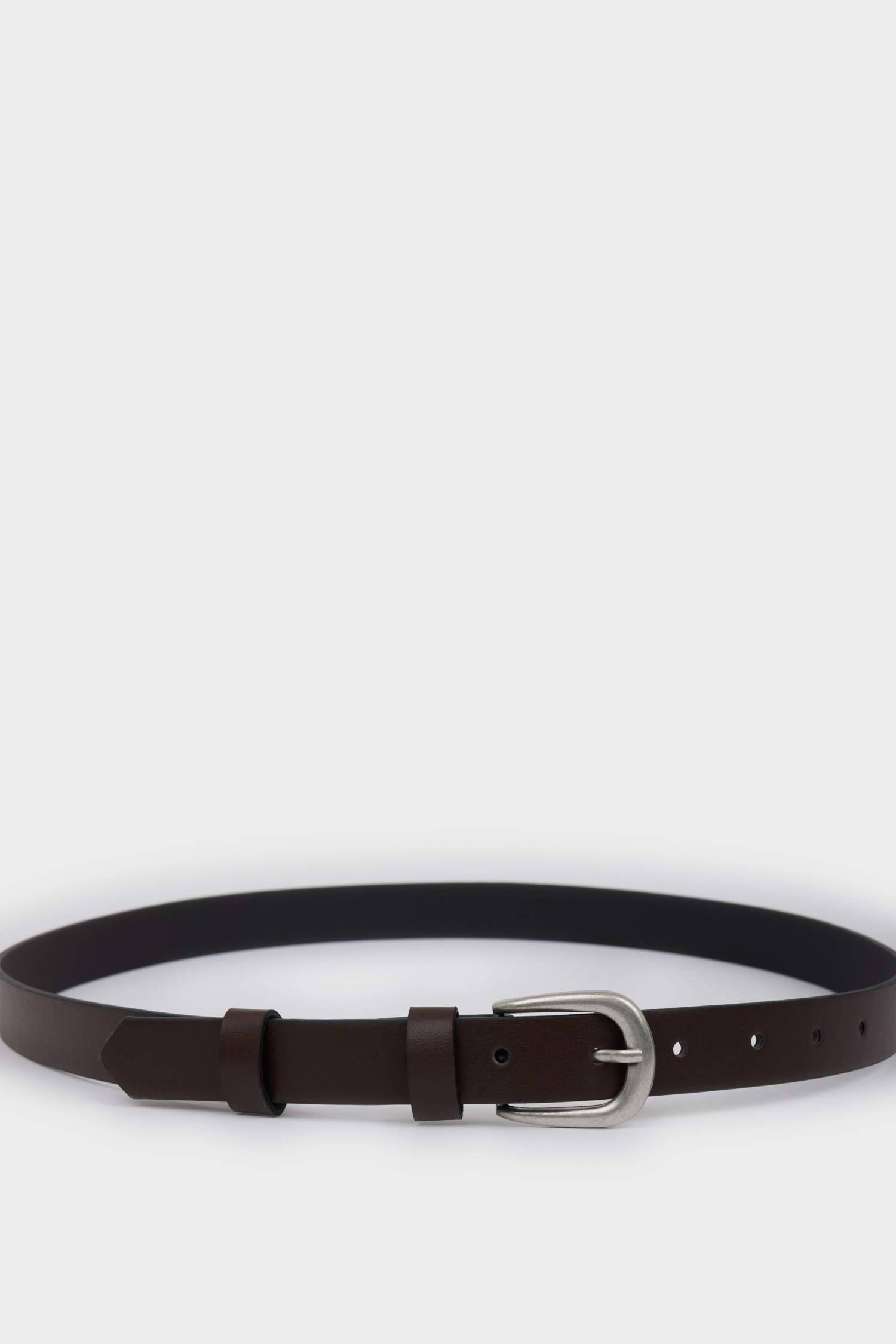 Erkek Oval Toka Suni Deri 2'li Klasik Kemer