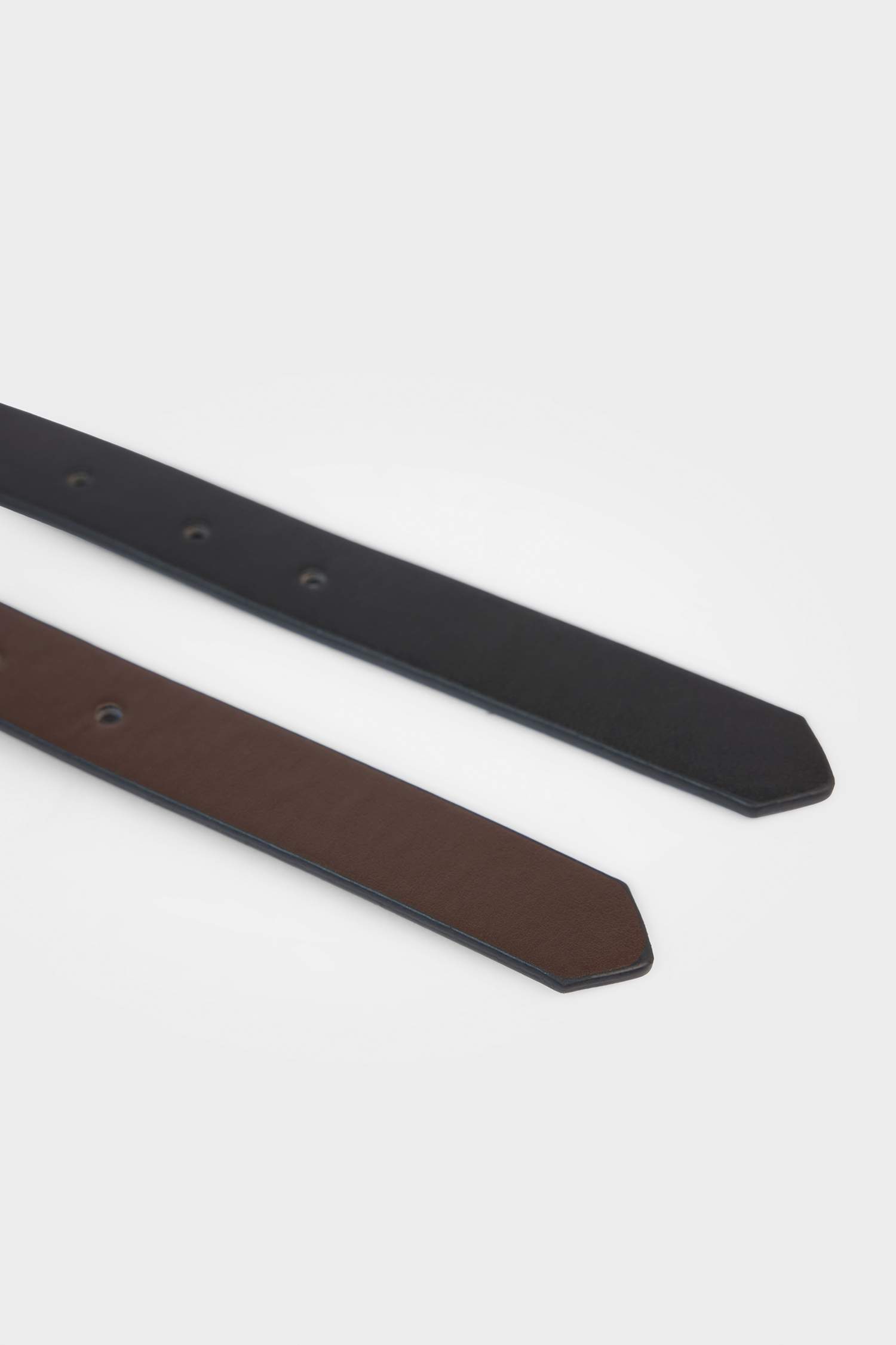 Erkek Oval Toka Suni Deri 2'li Klasik Kemer