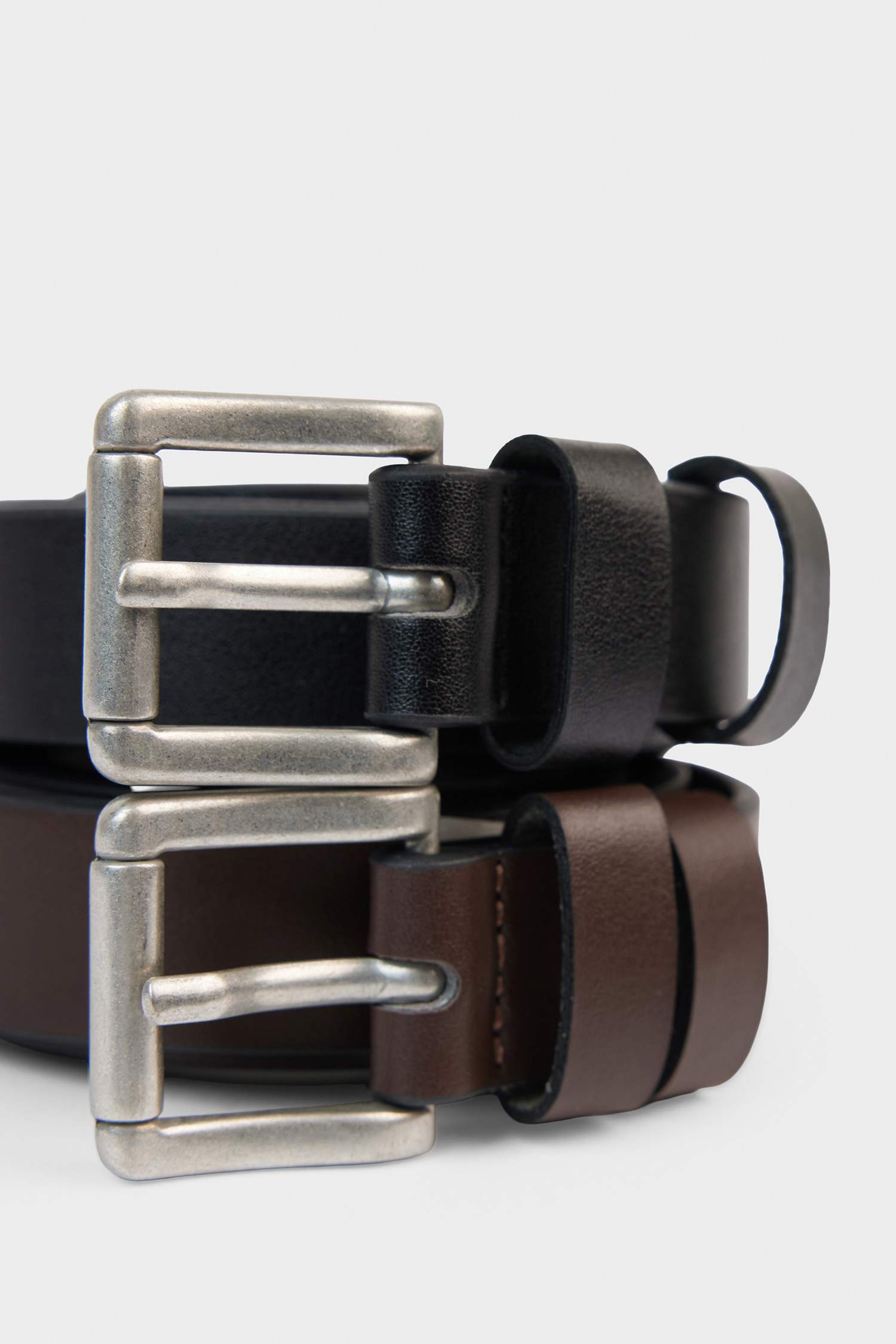 Erkek Dikdörtgen Toka Suni Deri 2'li Klasik Kemer