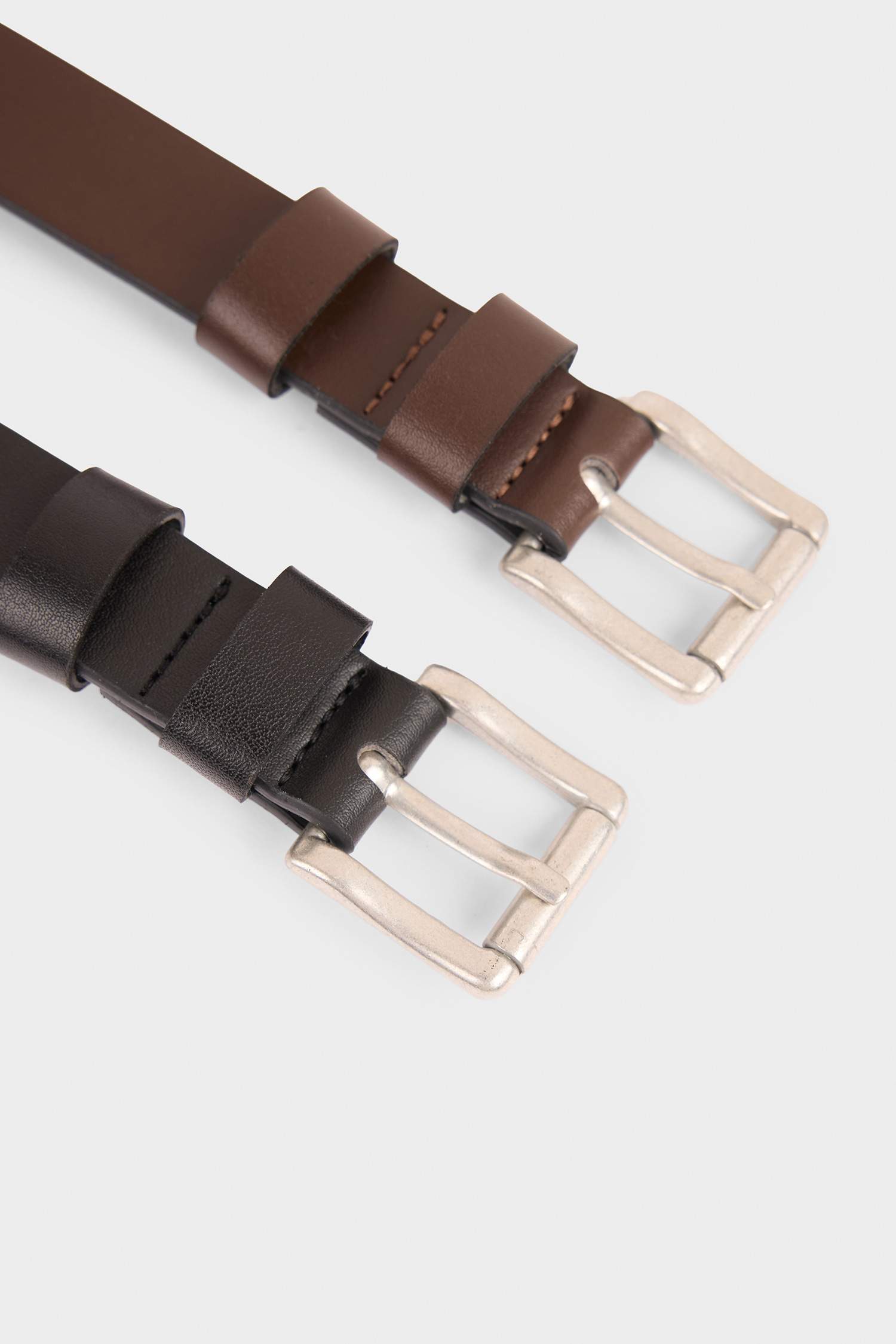 Erkek Dikdörtgen Toka Suni Deri 2'li Klasik Kemer