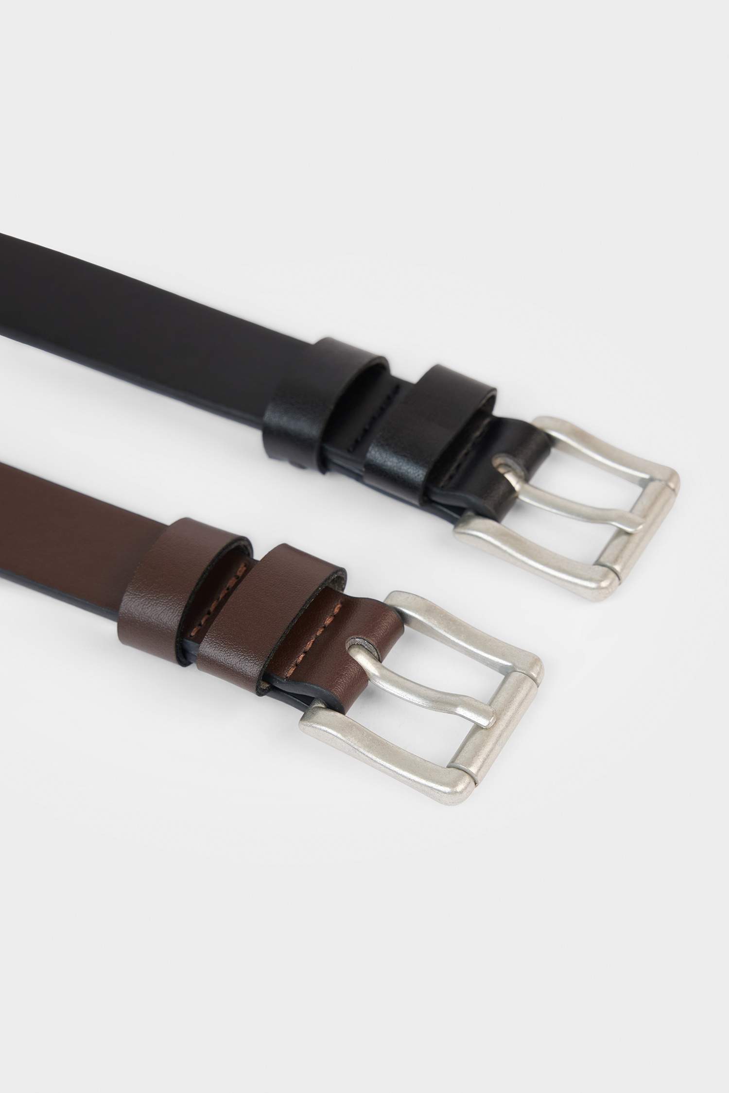 Erkek Dikdörtgen Toka Suni Deri 2'li Klasik Kemer