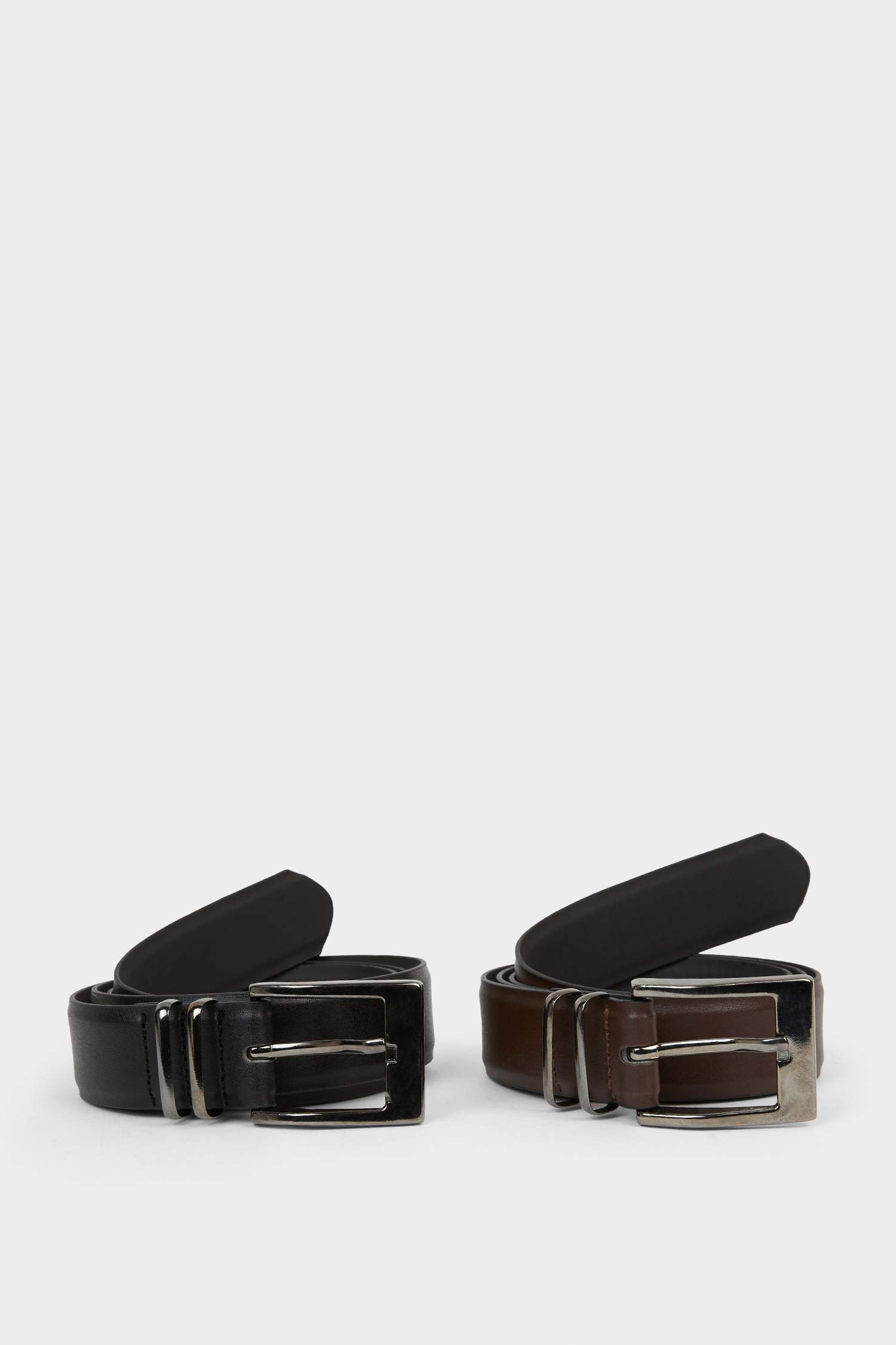 Erkek Dikdörtgen Toka Suni Deri 2'li Klasik Kemer