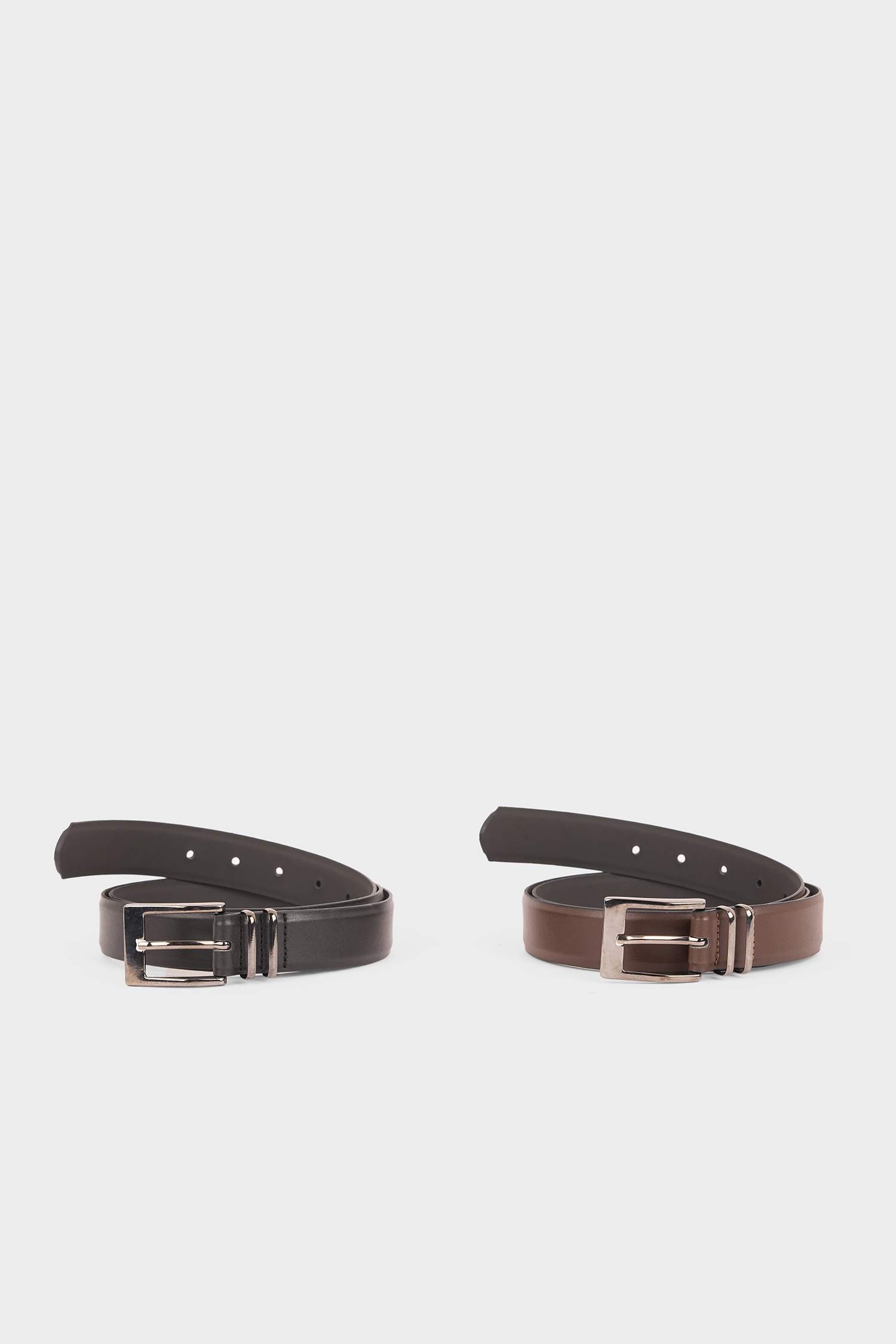 Erkek Dikdörtgen Toka Suni Deri 2'li Klasik Kemer