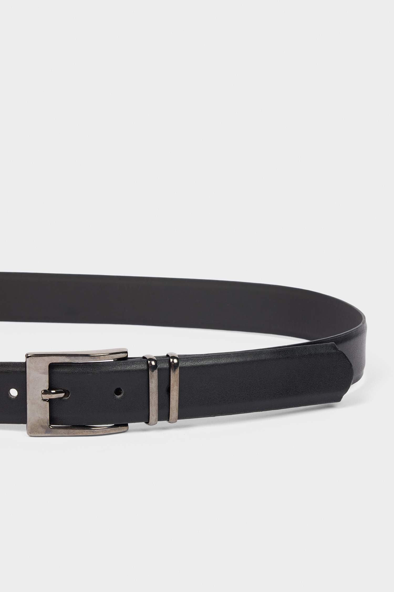 Erkek Dikdörtgen Toka Suni Deri 2'li Klasik Kemer