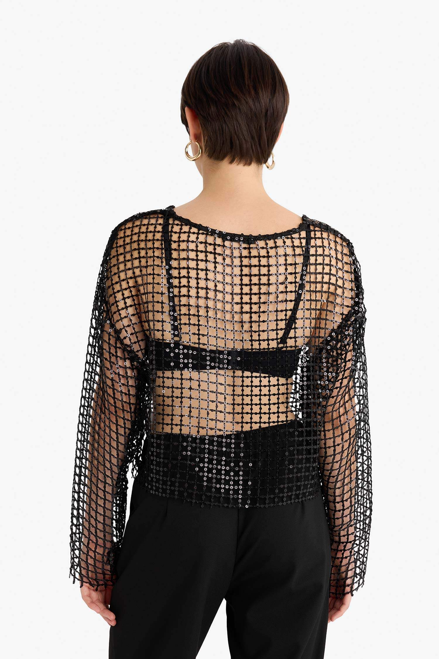 Crew Neck Long Sleeve Oversize Fit Blouse