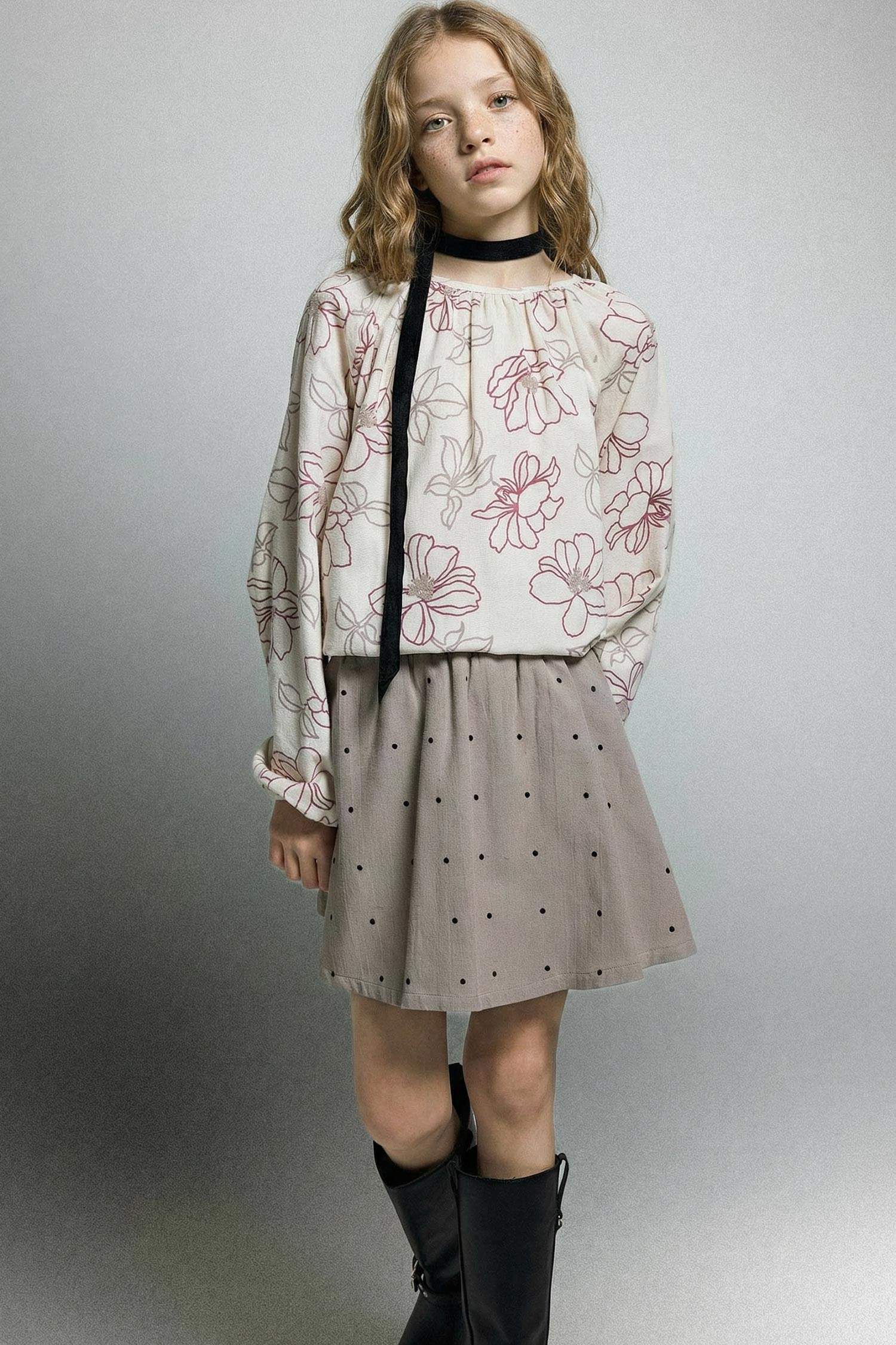 قميص بناتي ردن طويل اوكسفورد قصة عادية