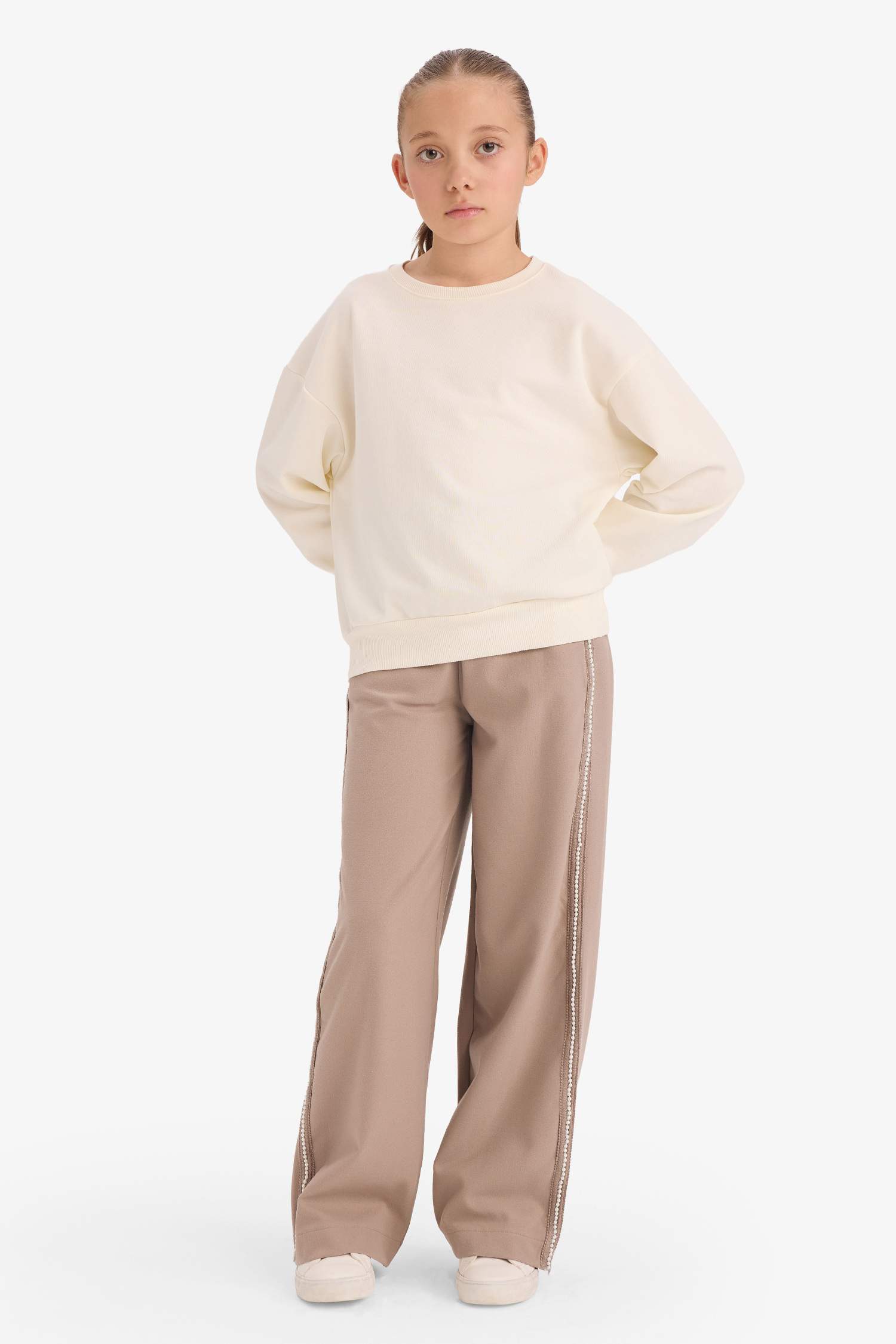 Kız Çocuk Baggy Fit Oxford Pantolon