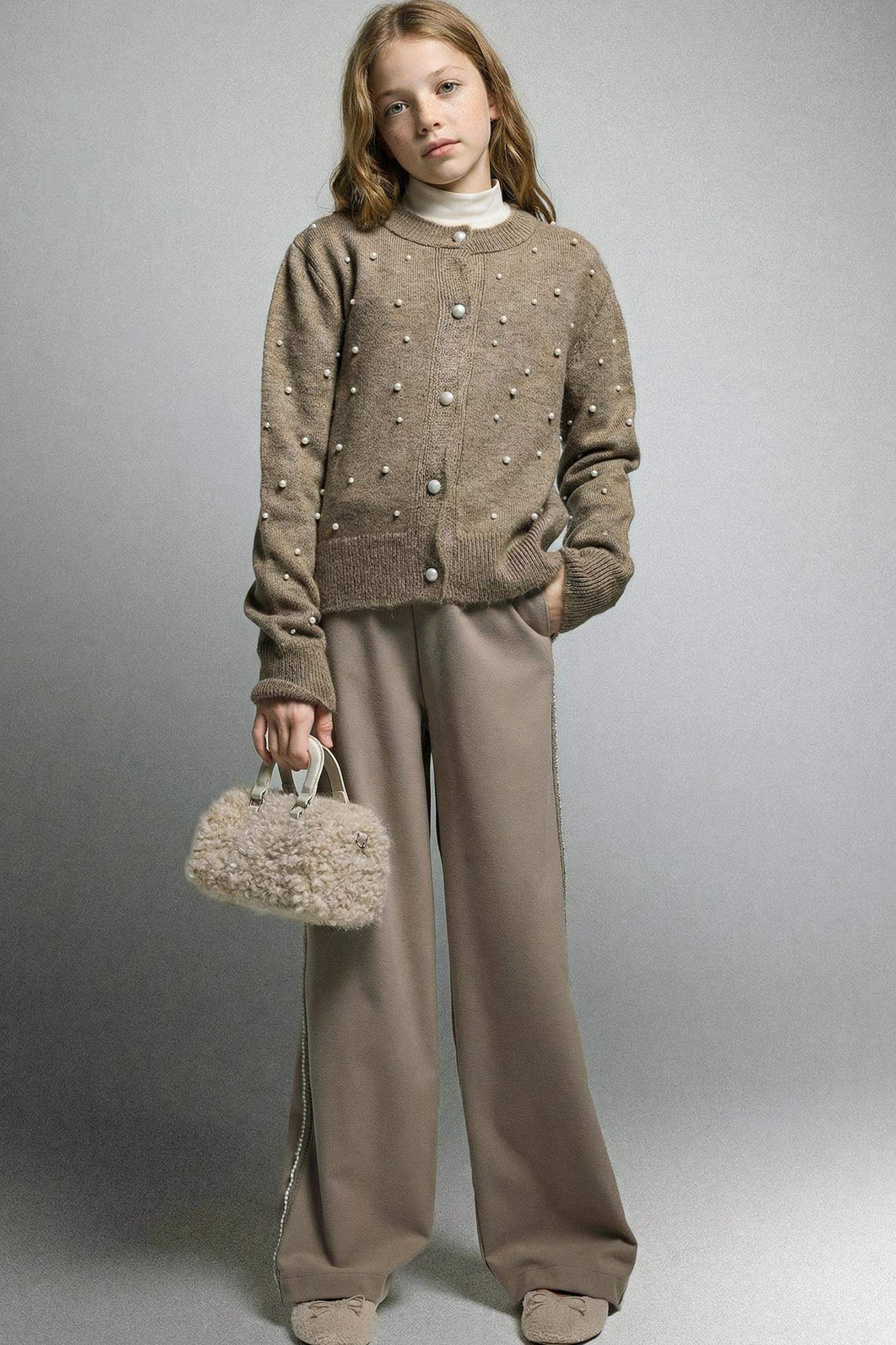 Kız Çocuk Baggy Fit Oxford Pantolon