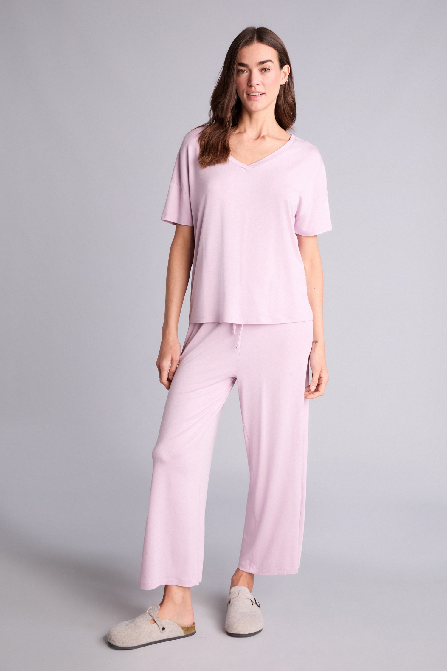 DeFacto Regular Fit Basic Kısa Kollu Üst Elastik Bel Alt Pijama Takımı