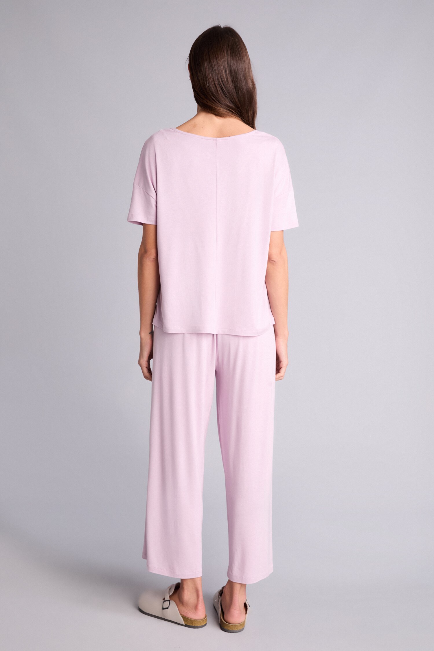 DeFacto Regular Fit Basic Kısa Kollu Üst Elastik Bel Alt Pijama Takımı görsel 7