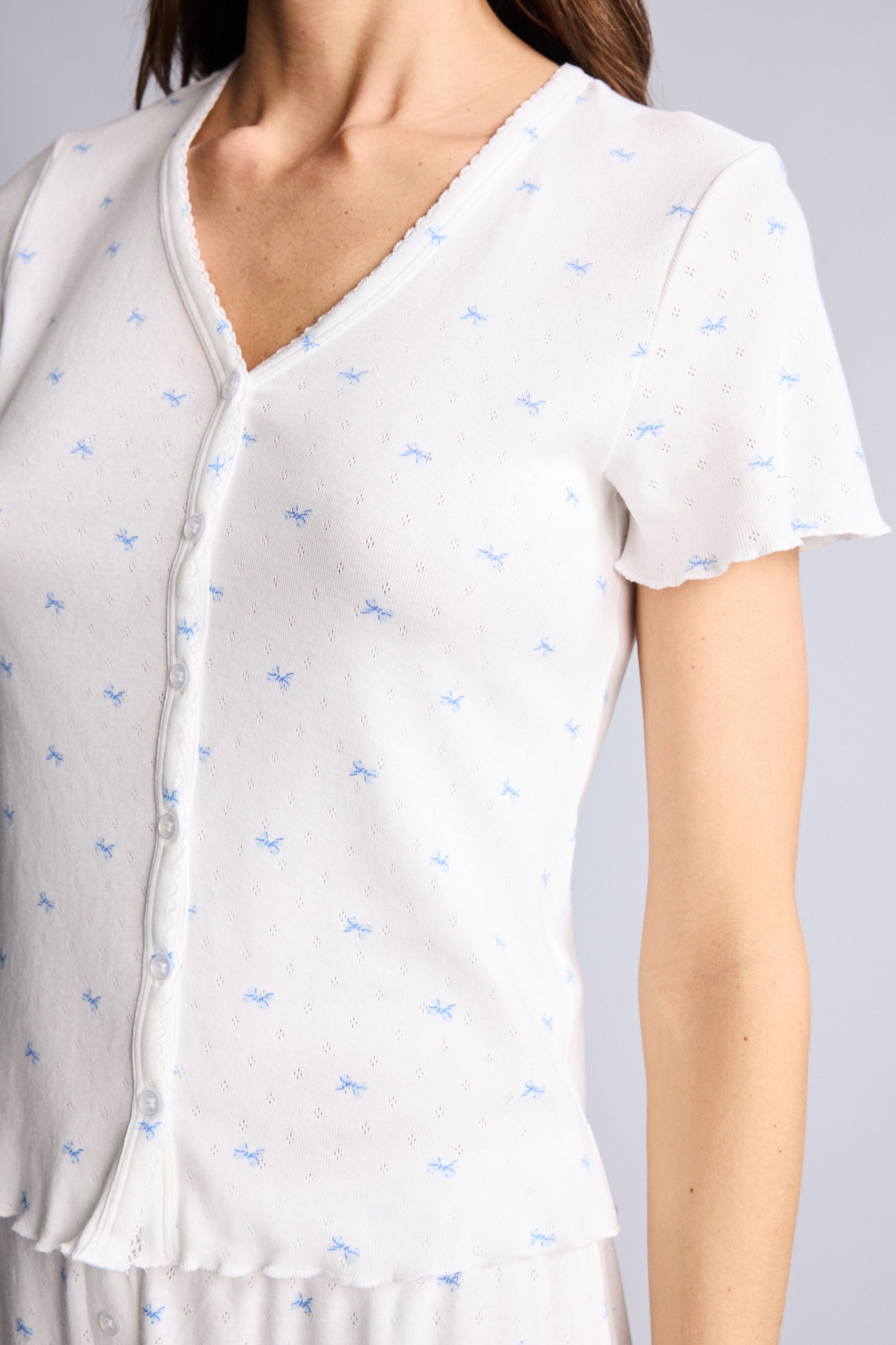 DeFacto %100 Pamuk Desenli Pijama Üstü görsel 7