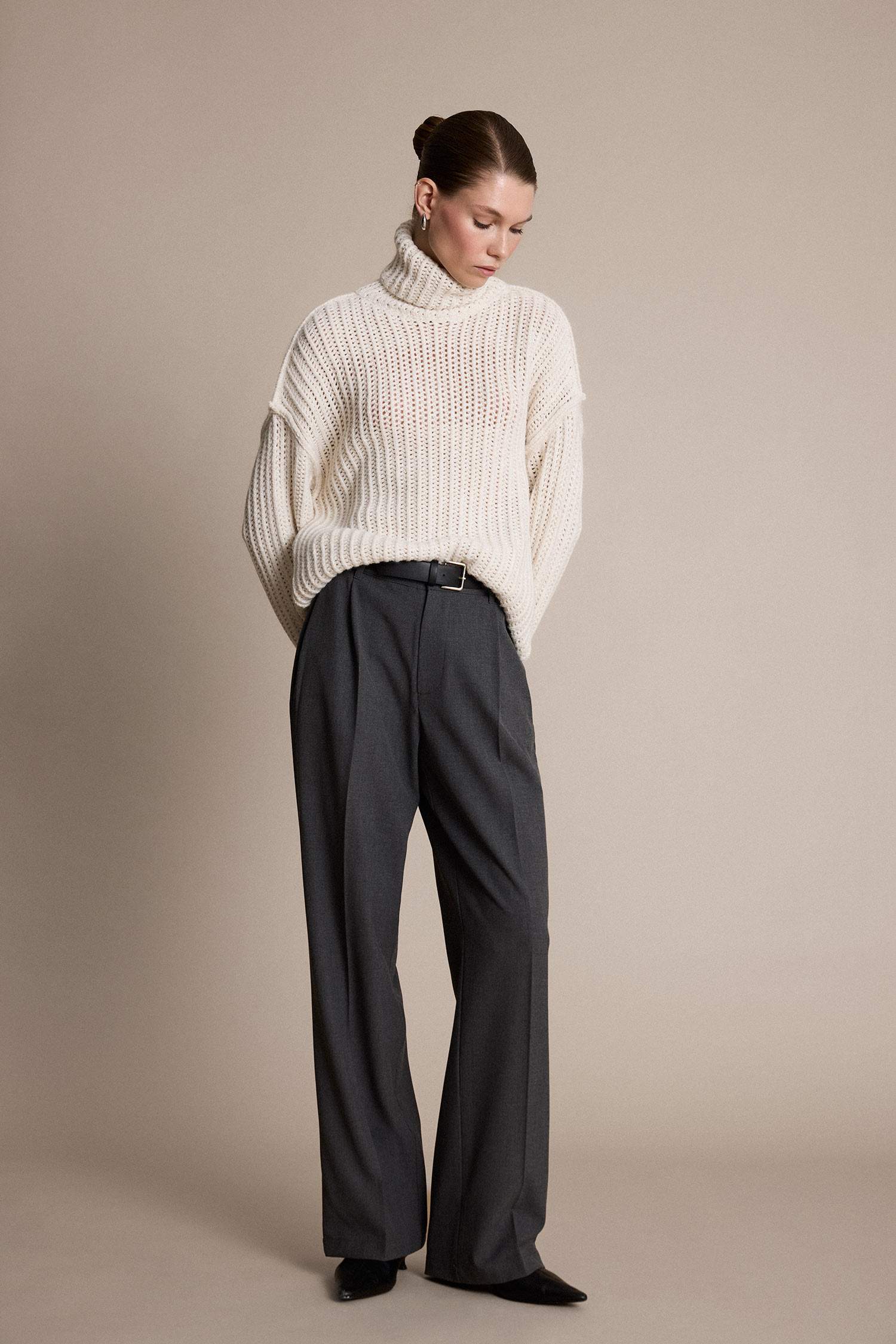Oversize Fit Turtleneck Knitwear Pullover