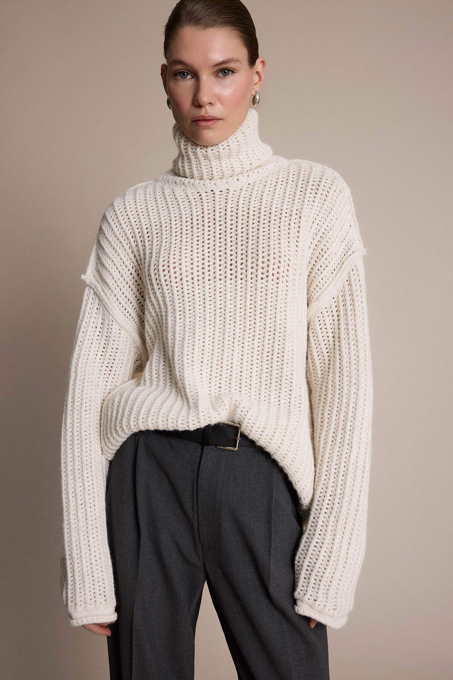 Oversize Fit Turtleneck Knitwear Pullover