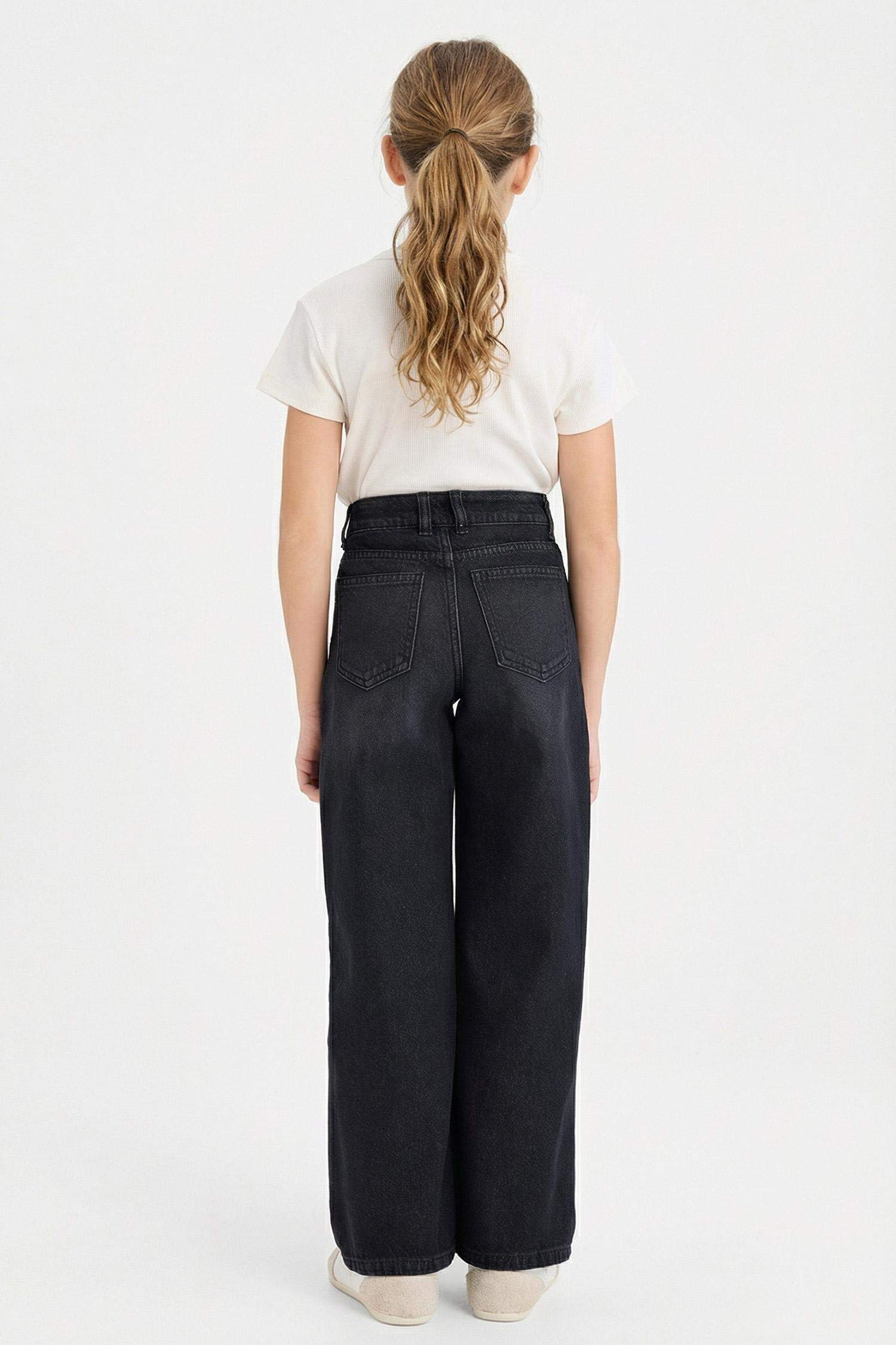 بنطرون جينز بناتي وايد ليج برجل واسع