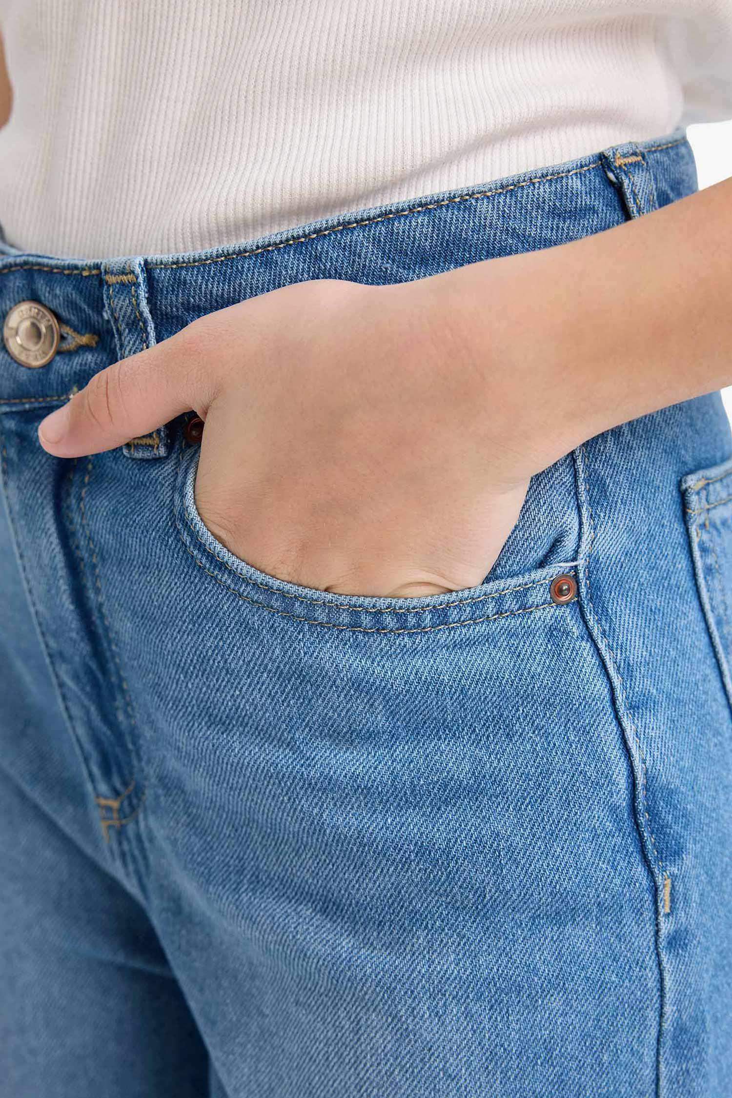 بنطرون جينز بناتي وايد ليج برجل واسع