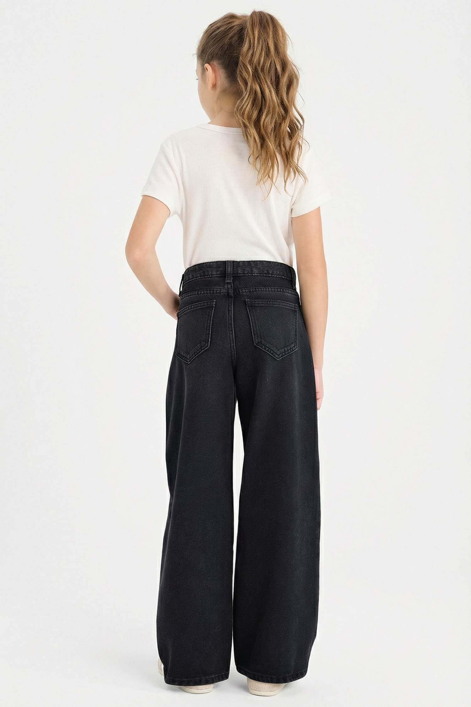 بنطرون جينز بناتي وايد ليج برجل واسع