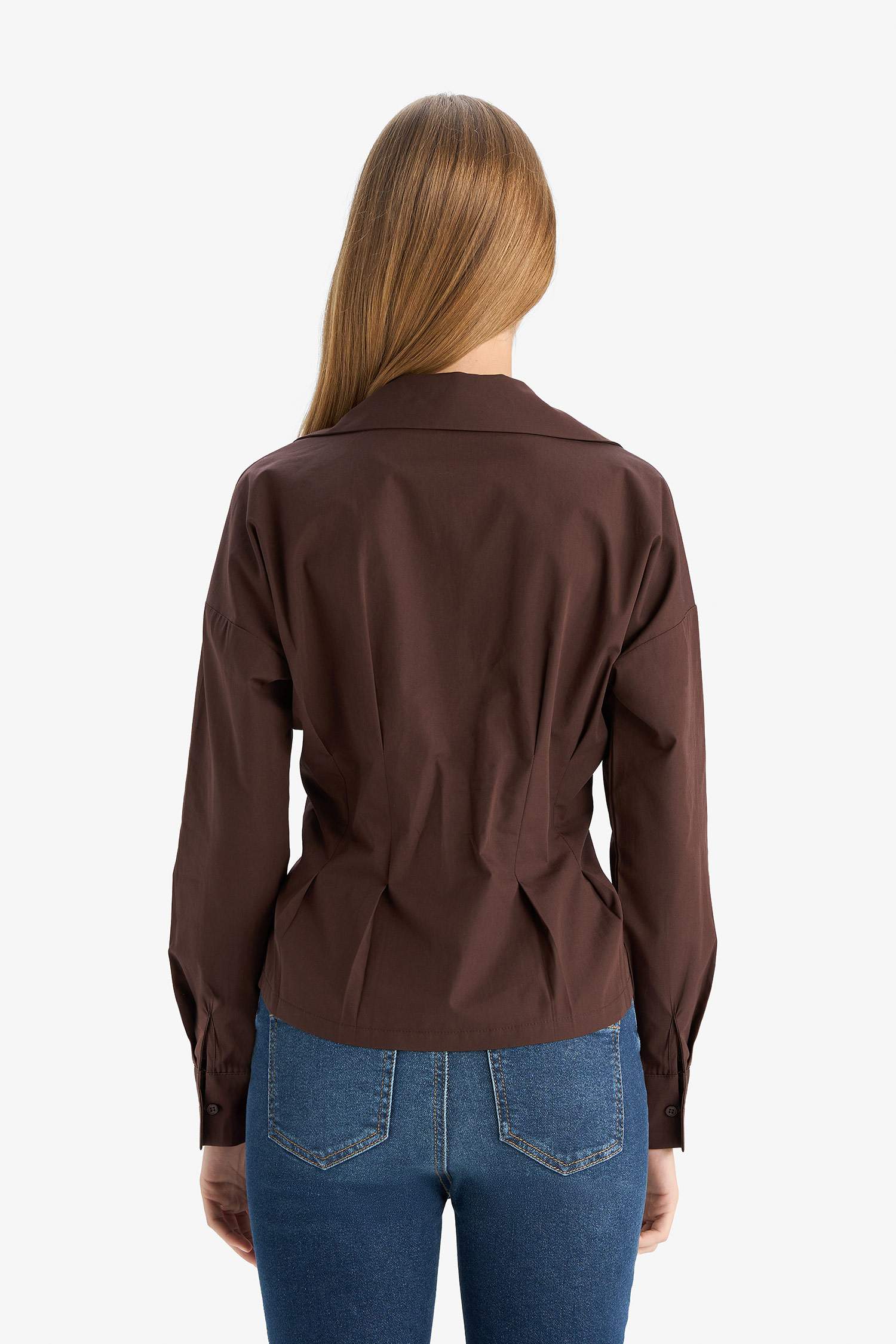 Fitted Poplin Uzun Kollu Gömlek