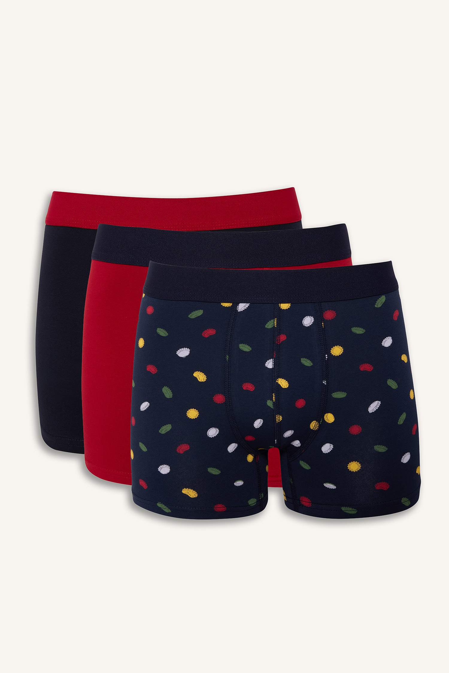 Regular Fit Desenli 3'lü Boxer