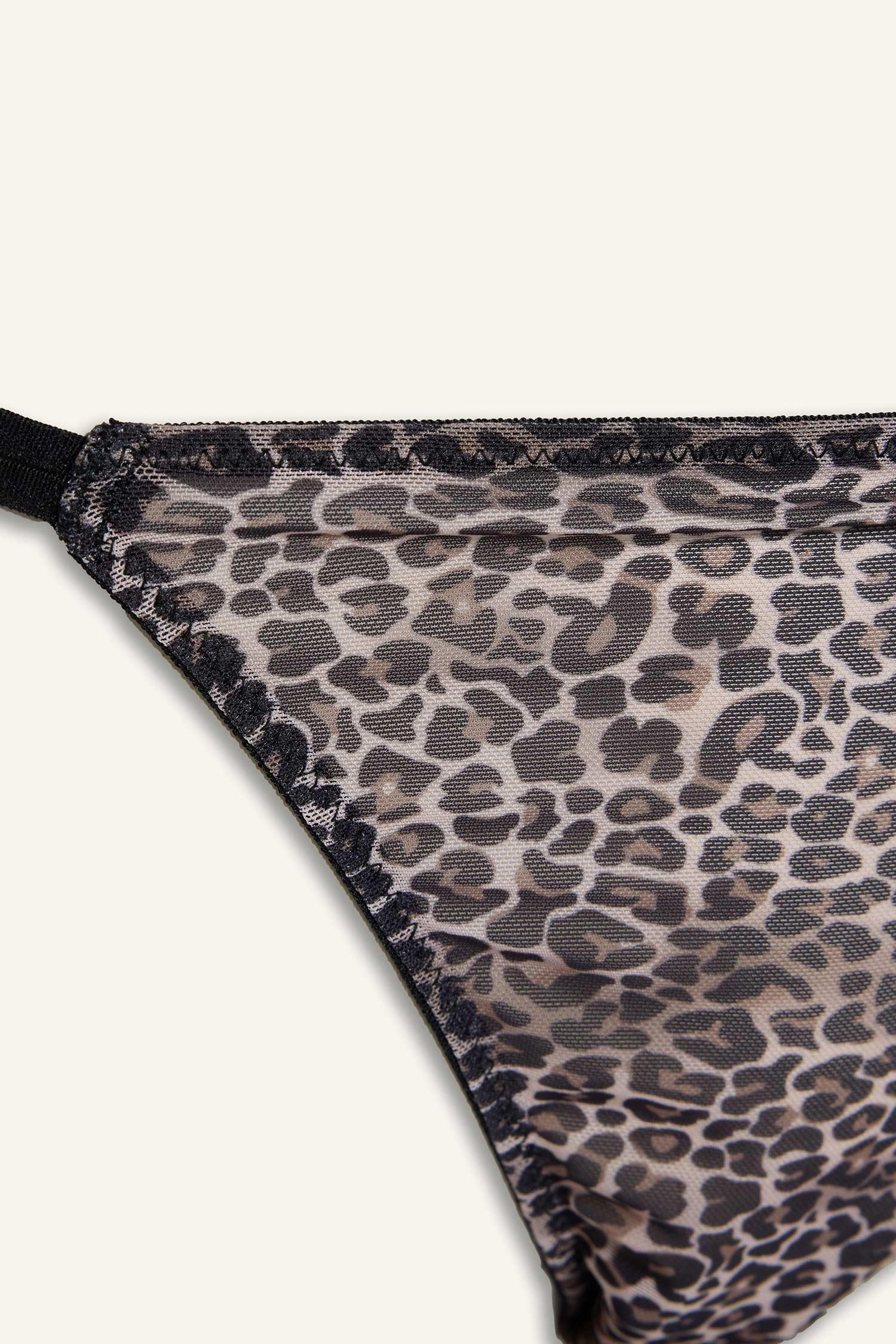 DeFacto Leopar Desenli Tül Brazilian Külot görsel 7