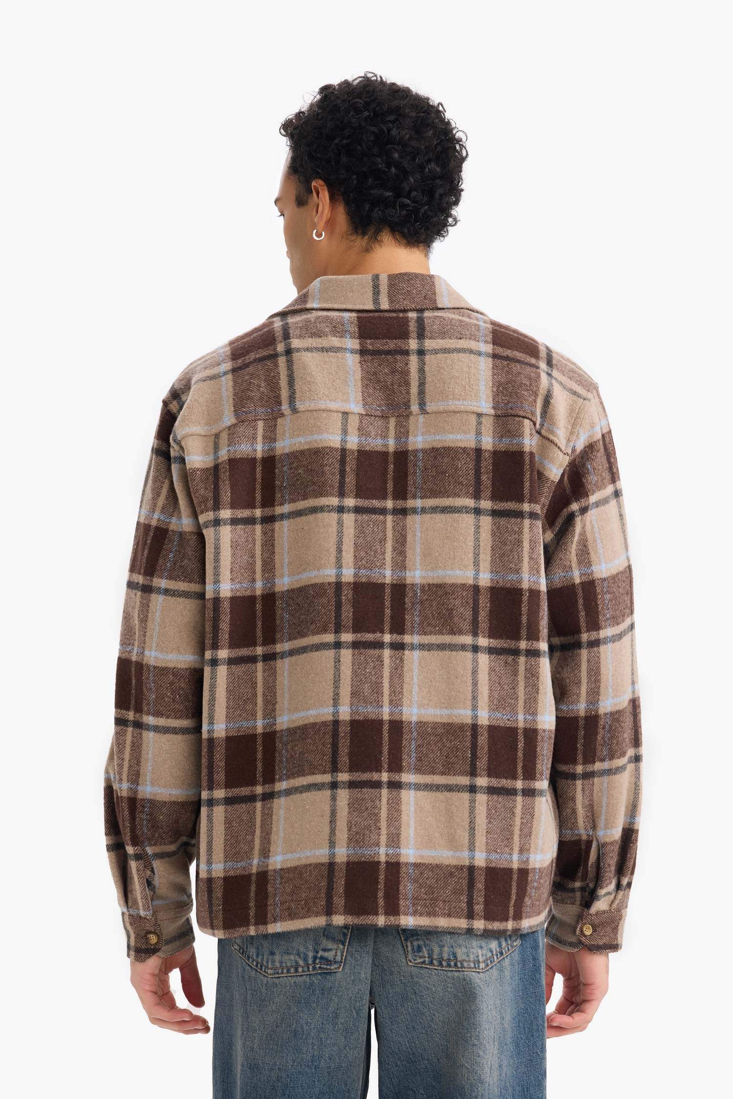 قميص كاروهات كم طويل اوفر سايز