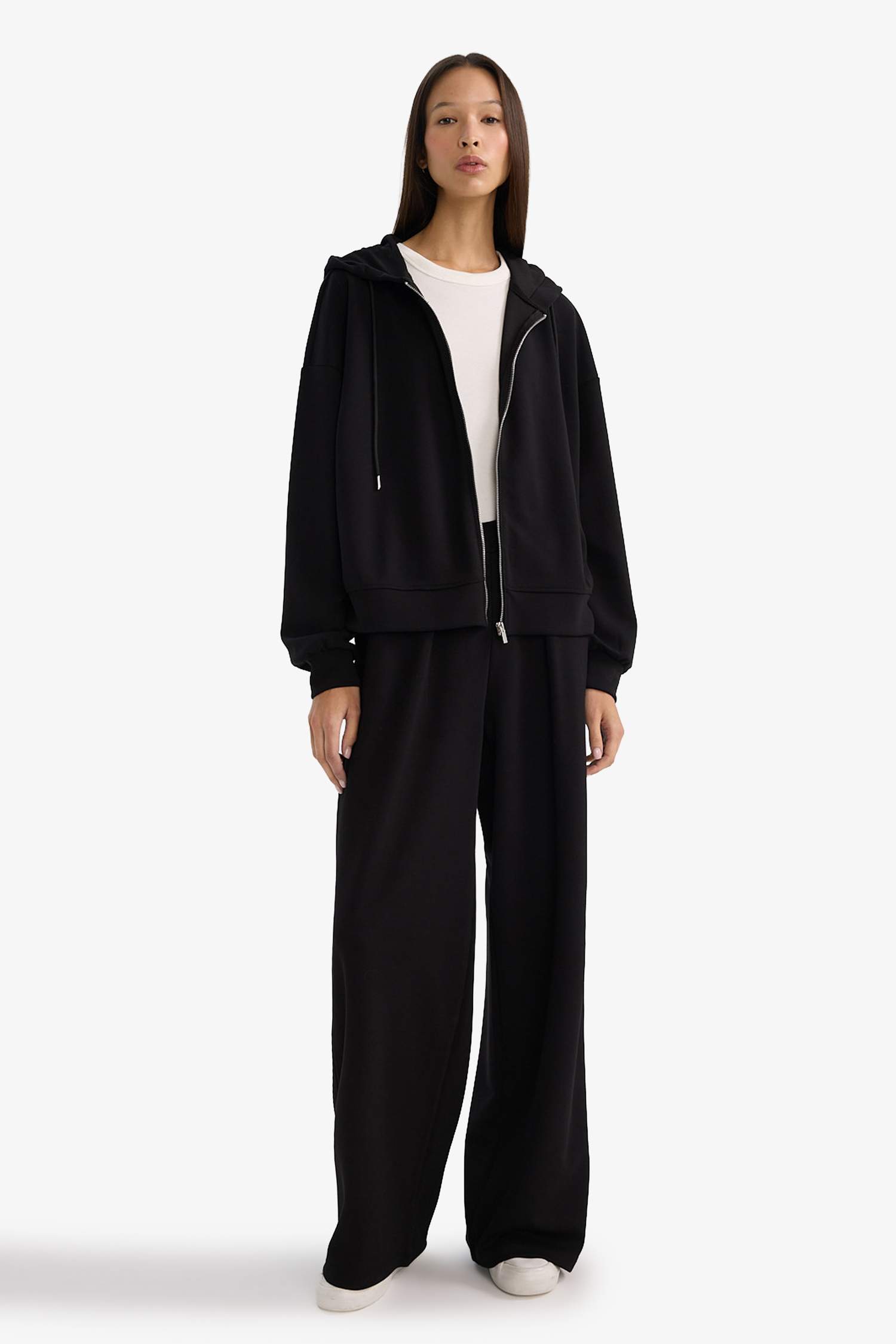 Relax Fit Kapüşonlu Fermuarlı Sweatshirt