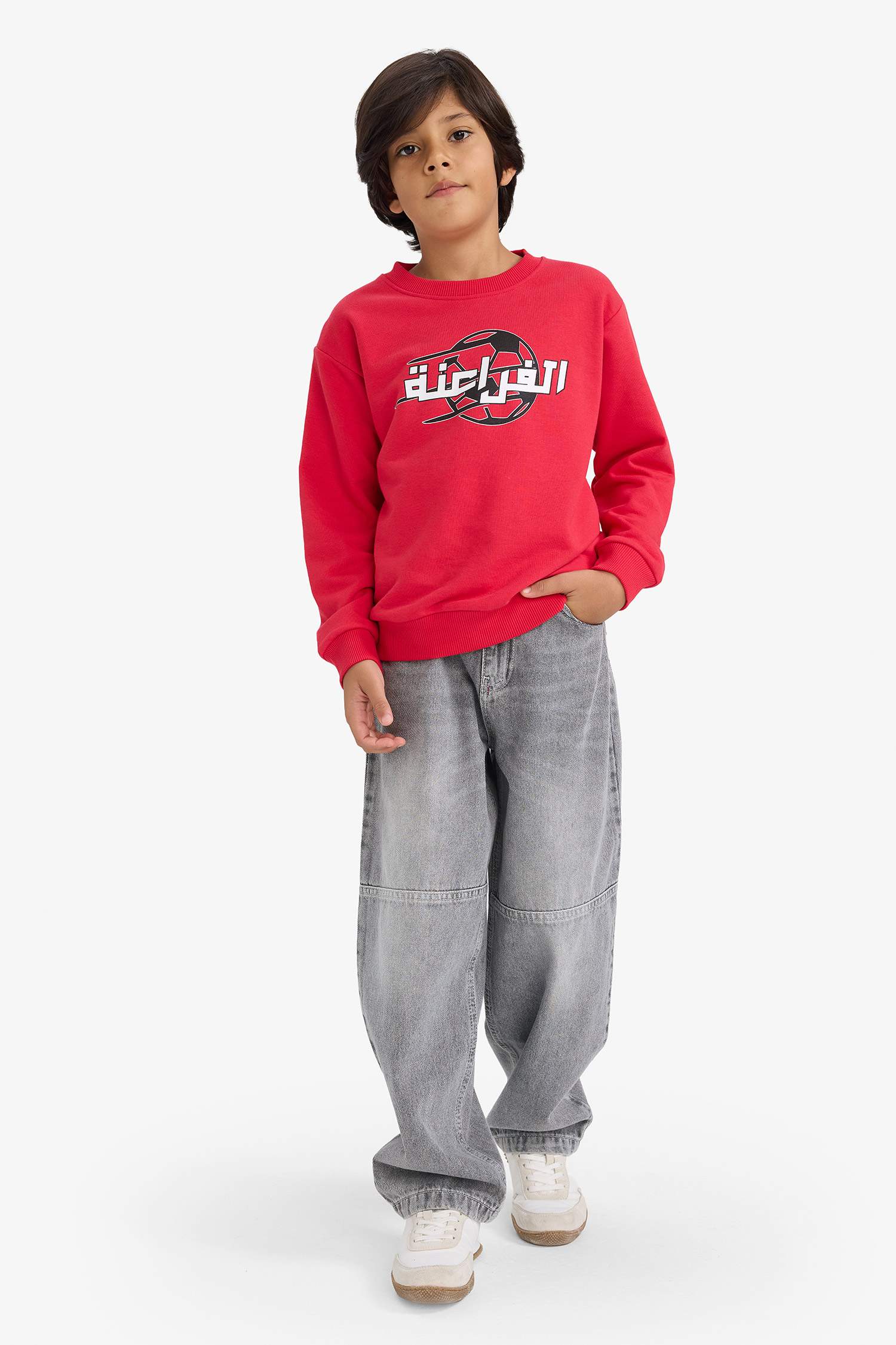 Boy Crew Neck Back Printed Sweatshirt