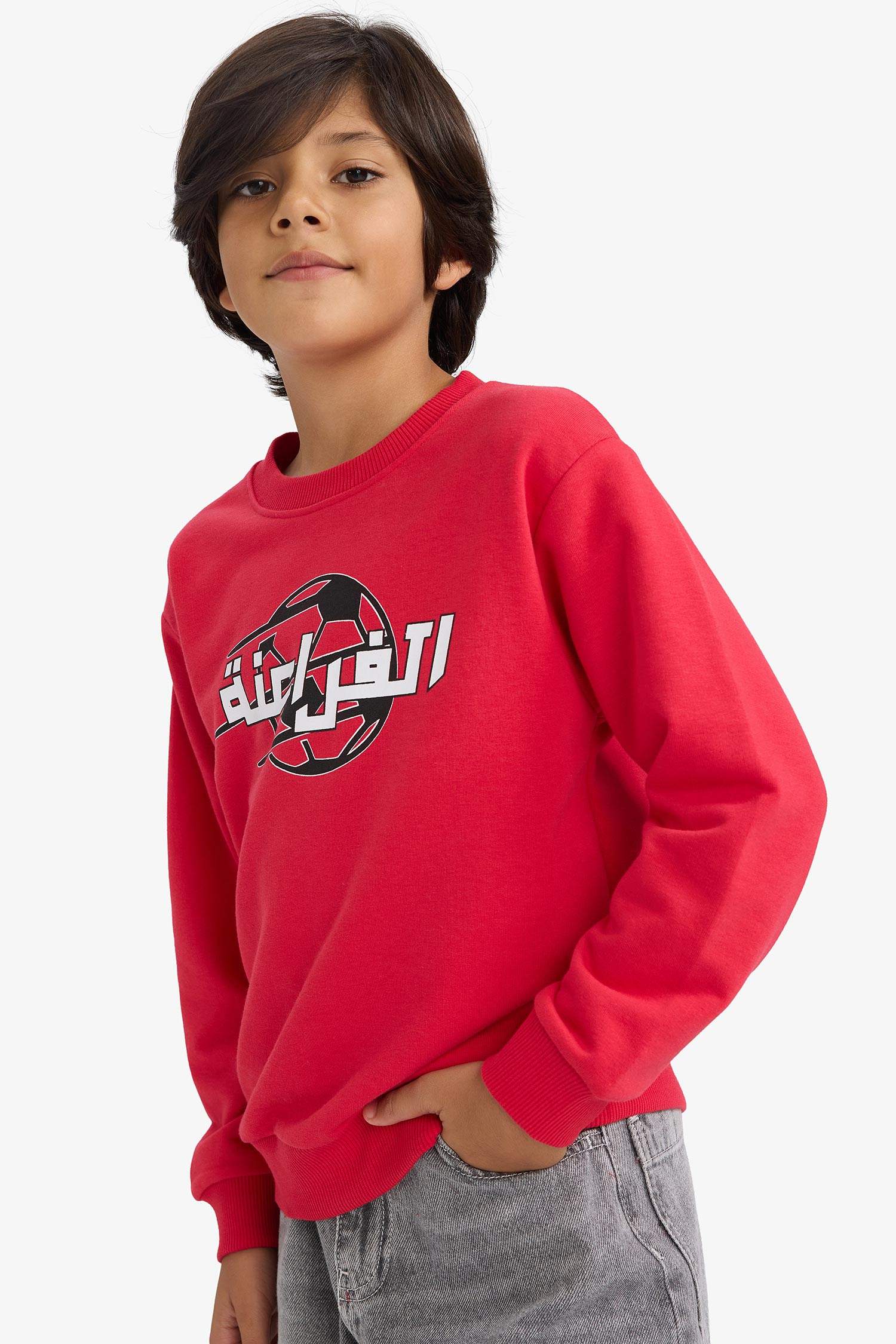 Boy Crew Neck Back Printed Sweatshirt