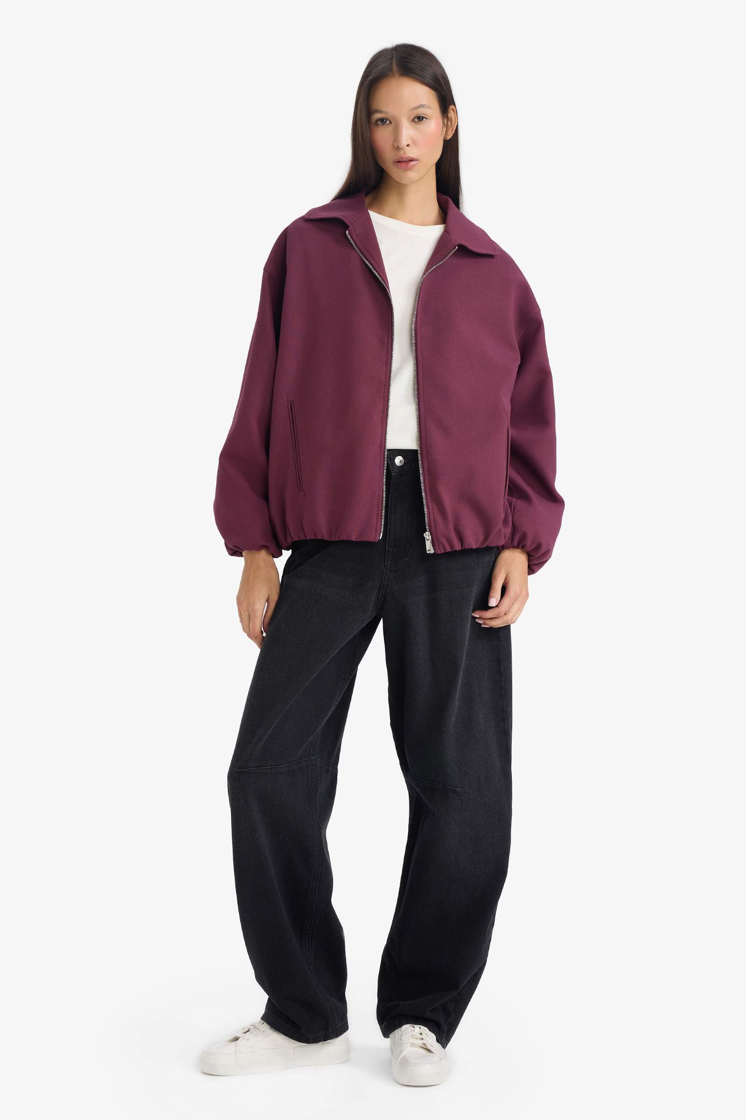 Ceket Yaka Tafta Fermuarlı Bomber Ceket