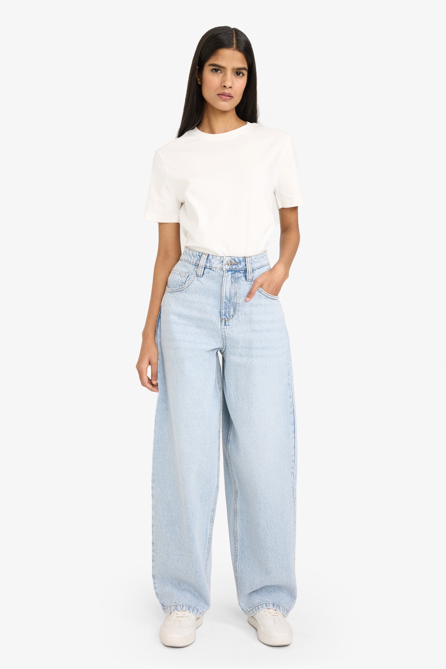 DeFacto %100 Pamuk Baggy Fit Yüksek bel Jean Pantolon
